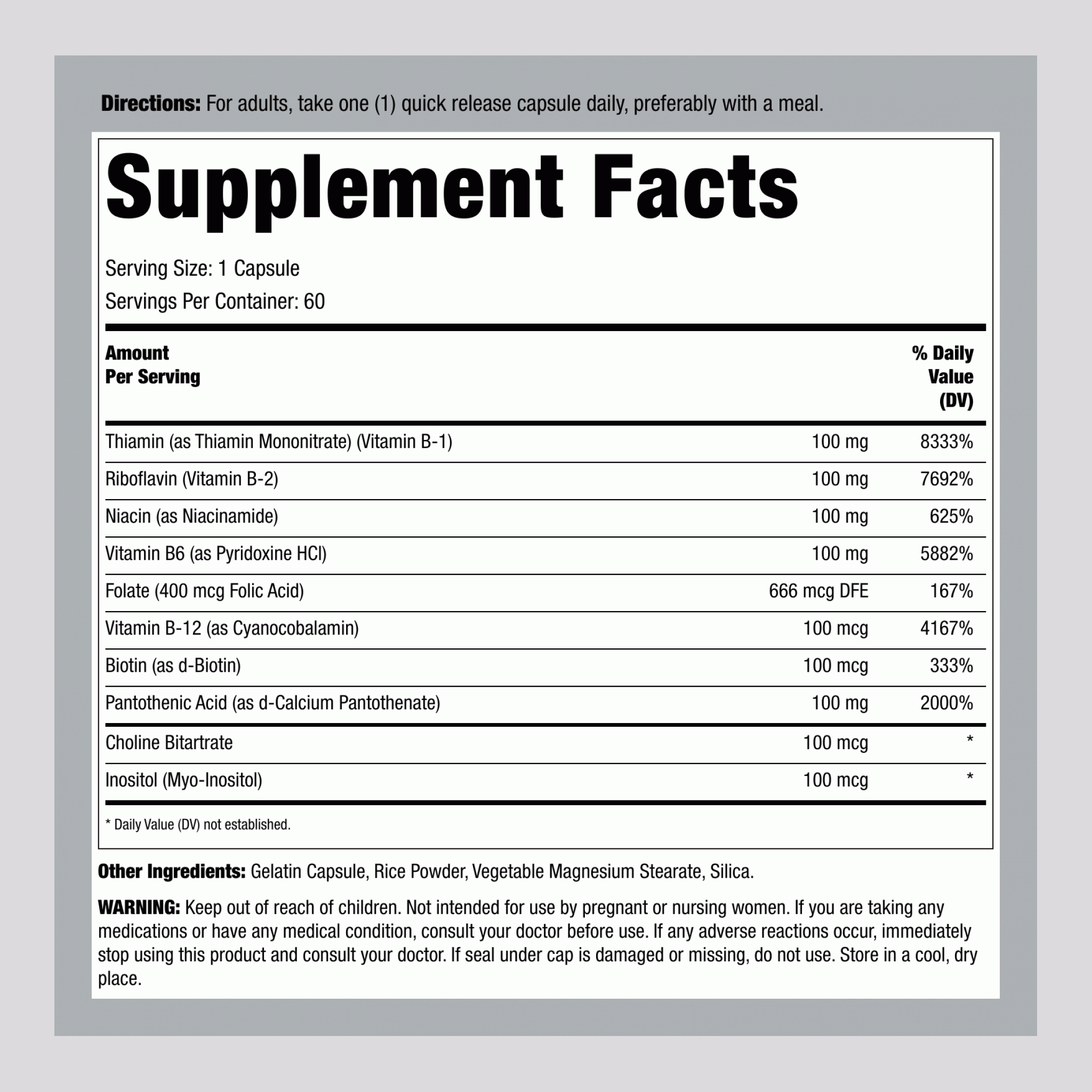 B-Complex, 100 mg, 60 Quick Release Capsules