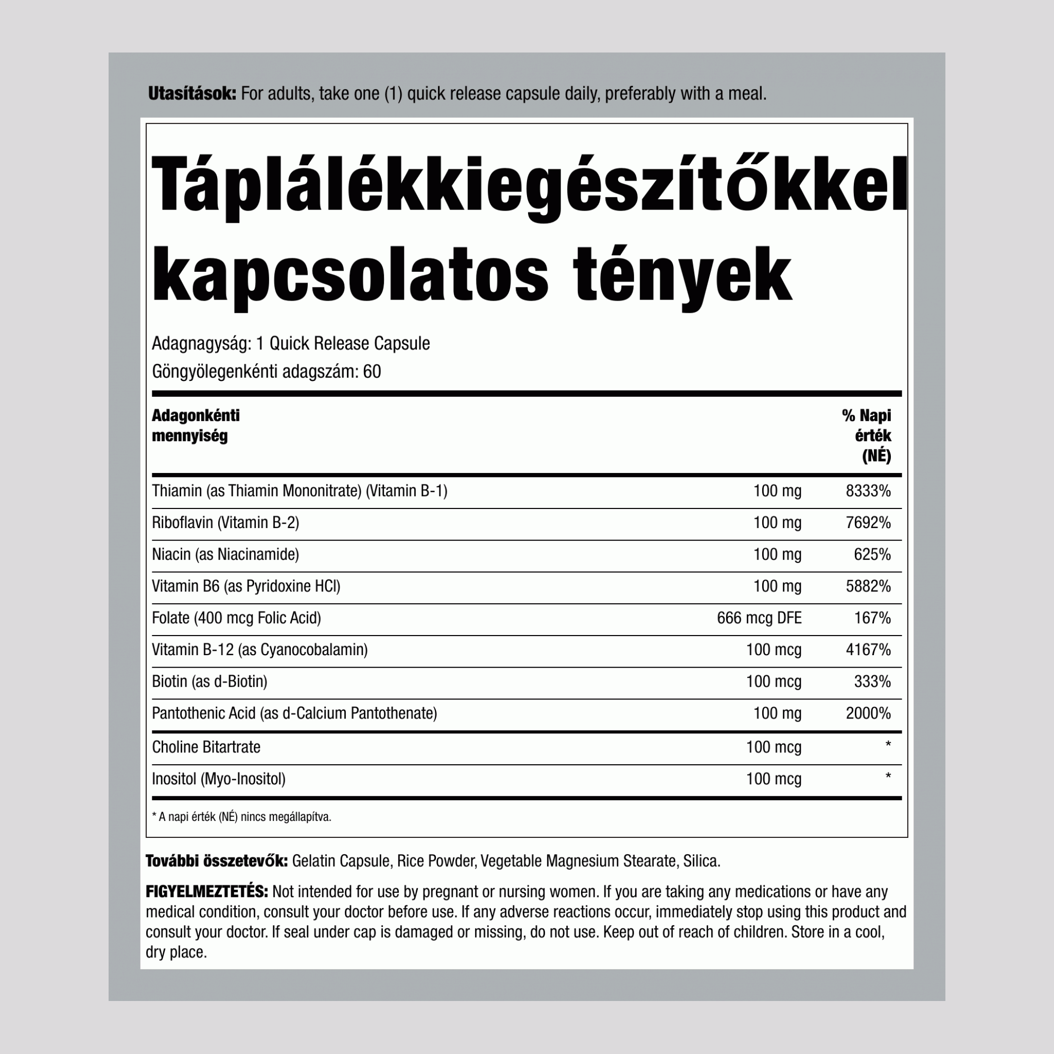 B-Komplex 100 mg 100 mg 60 Gyorsan oldódó kapszula     