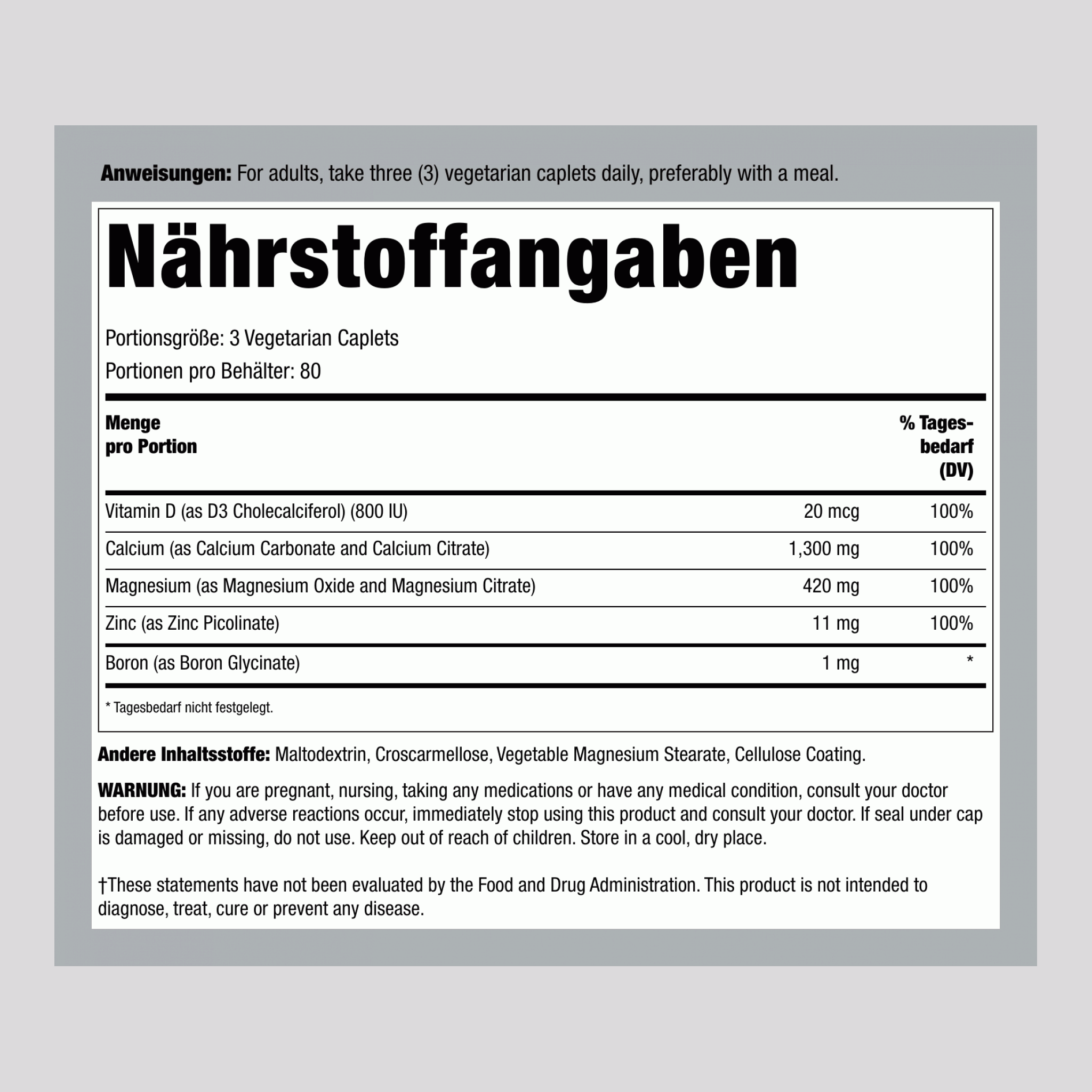 Kalzium-Magnesium-Zink mit D3 240 Vegetarische Filmtabletten       