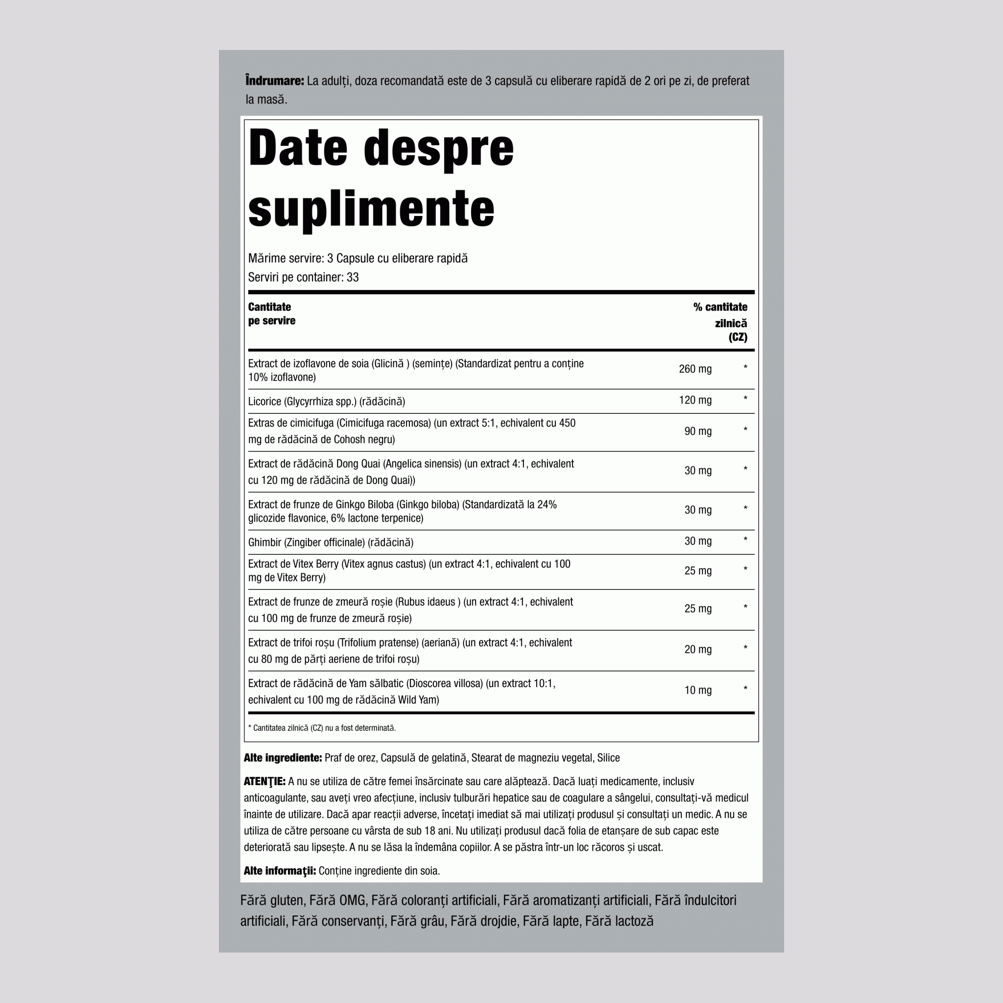 Alinare la menopauză 100 Capsule cu eliberare rapidă       