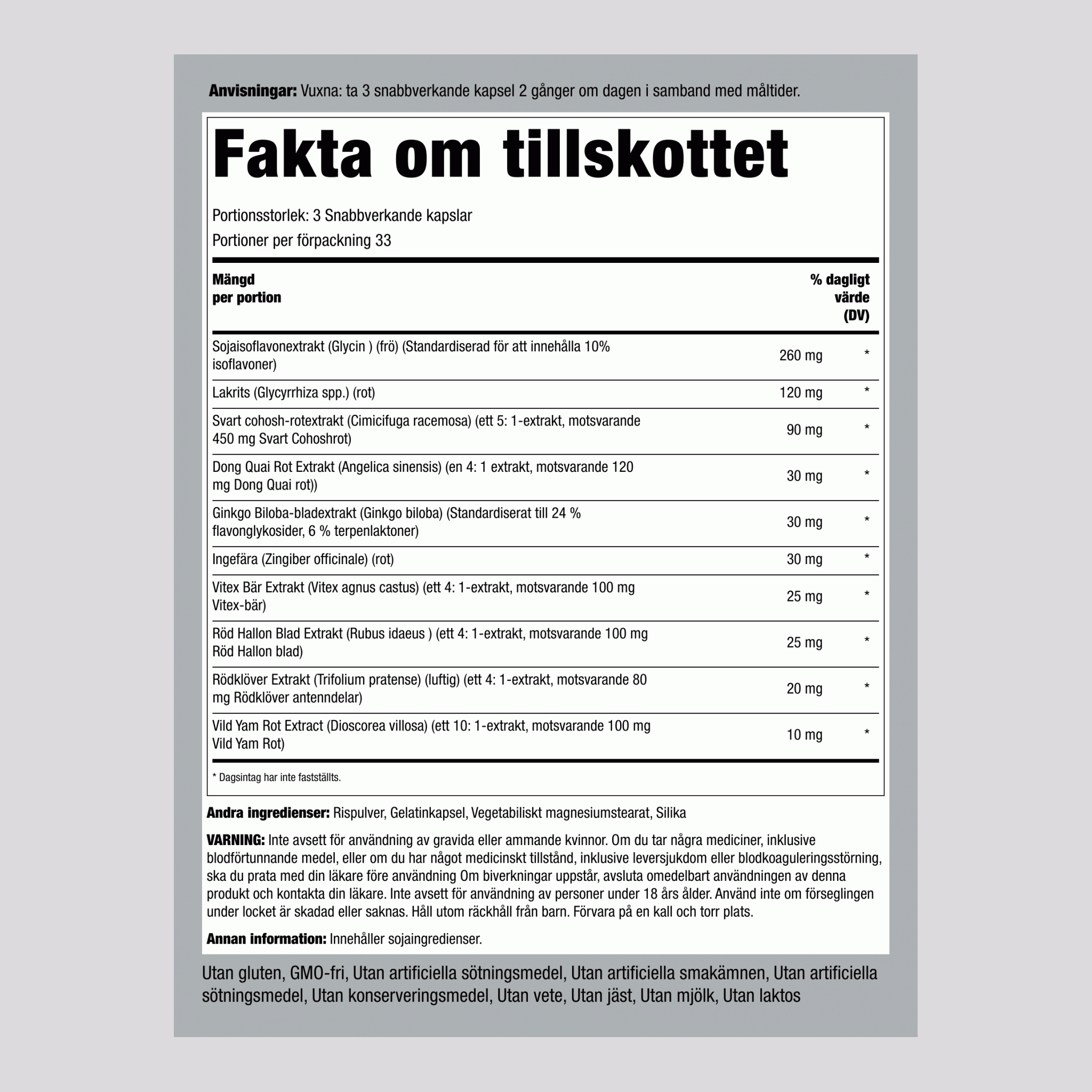 Kapsule za lajšanje prehoda v menopavzo,  100 Kapsule s hitrim sproščanjem 2 Steklenice