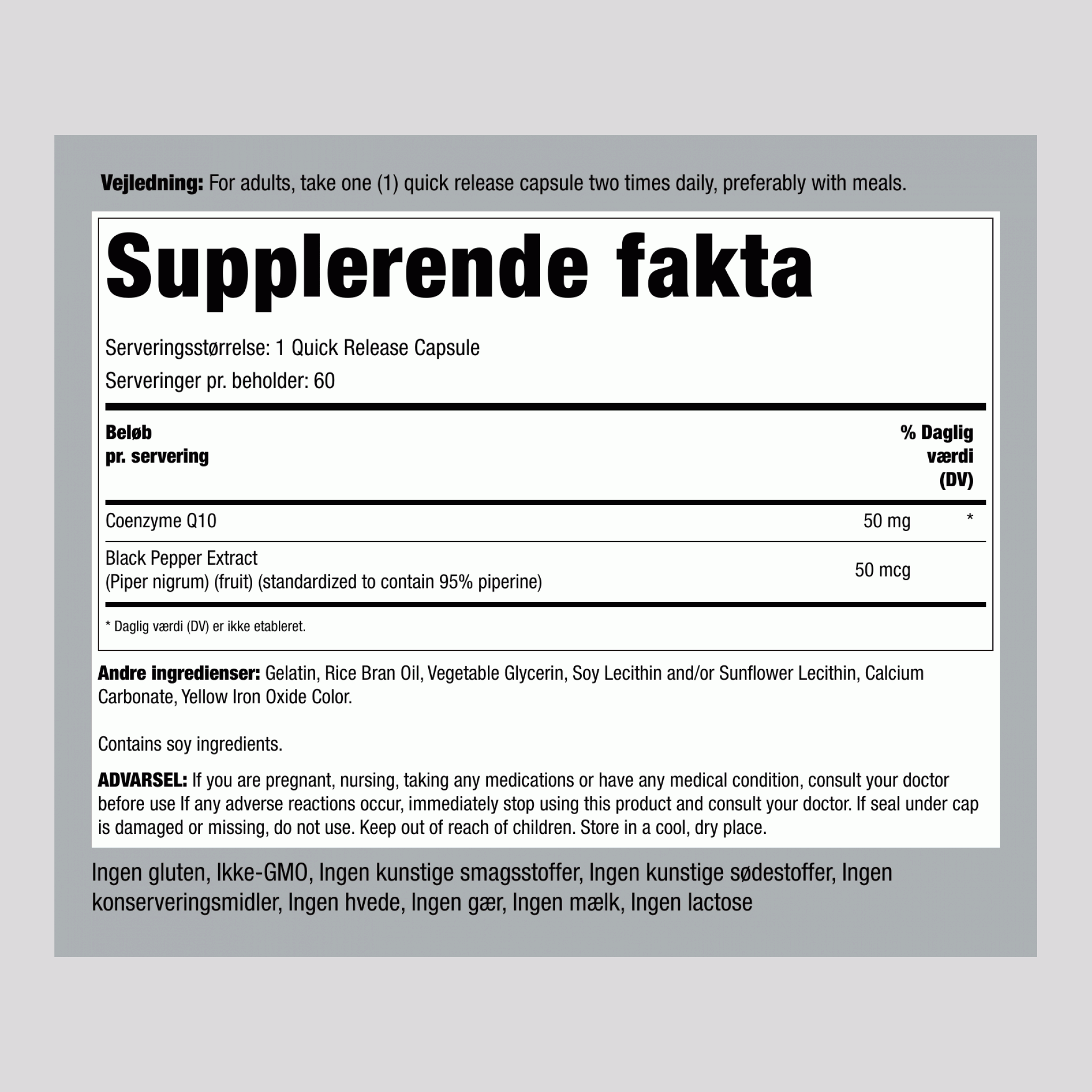 CoQ10 50 mg 60 Softgel for hurtig frigivelse     