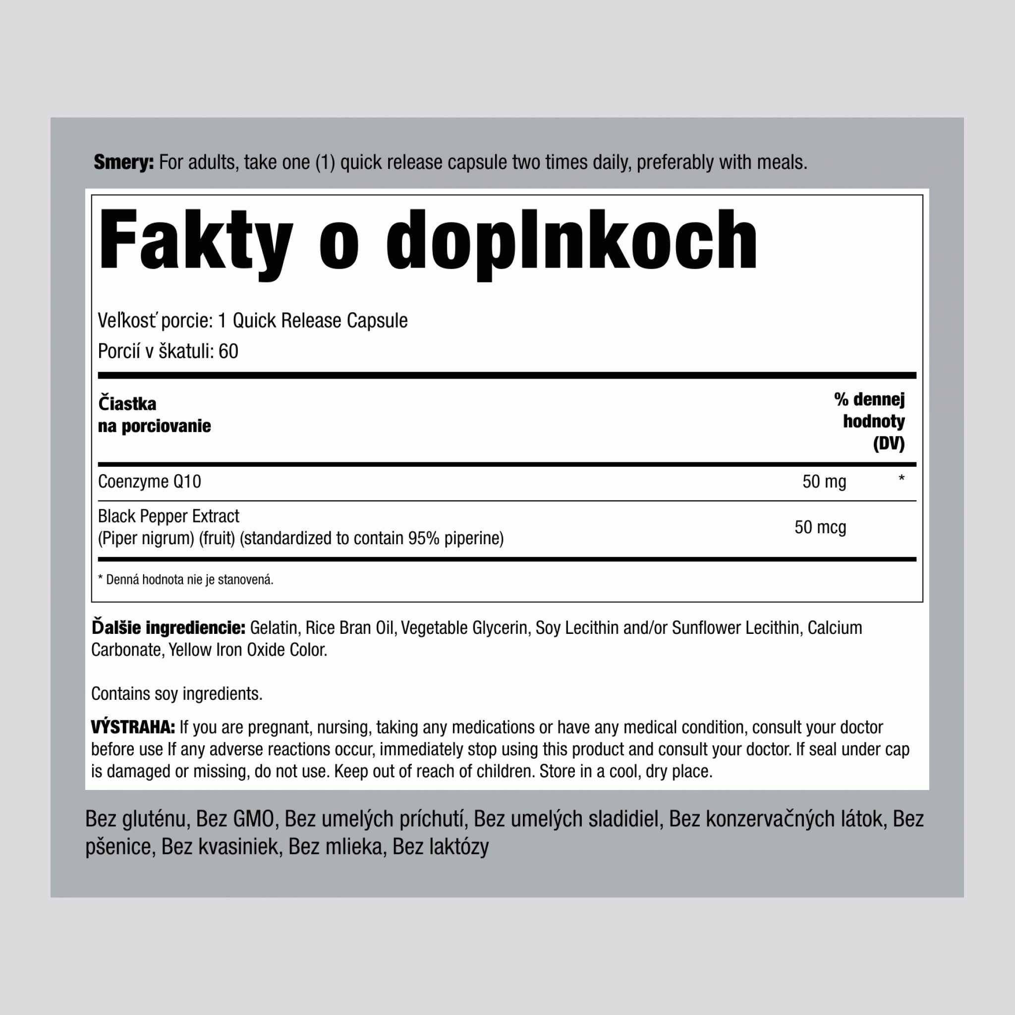 Koenzým Q10 50 mg 60 Mäkké gély s rýchlym uvoľňovaním     