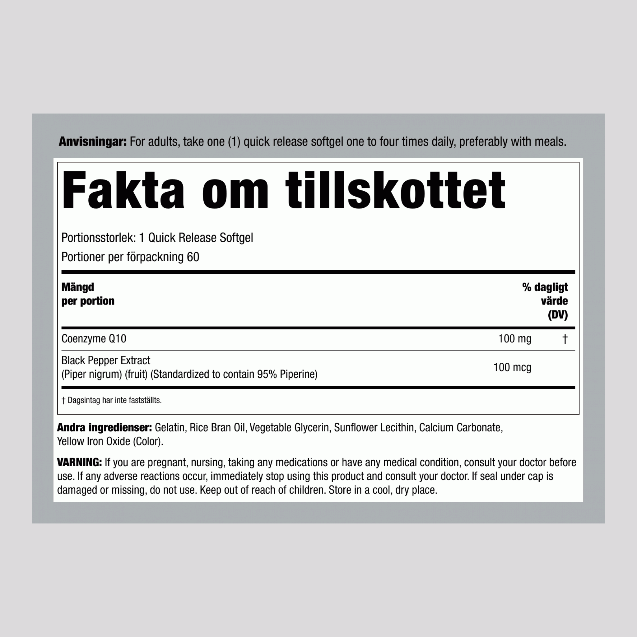 CoQ10 100 mg 60 Snabbverkande gelékapslar     