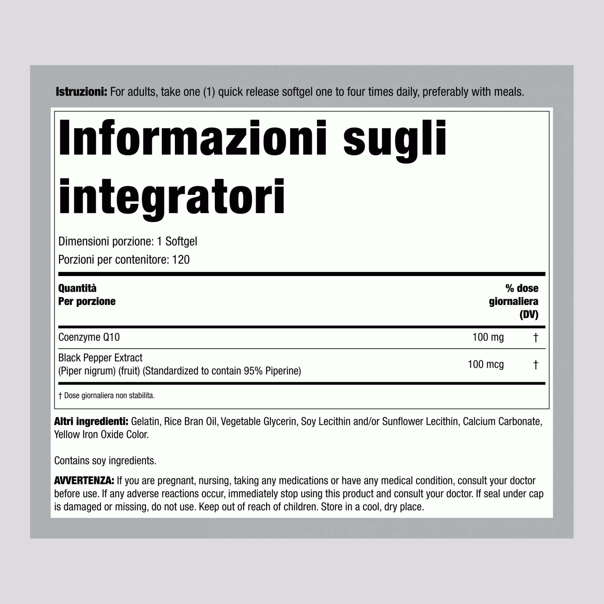 CoQ10 100 mg 120 Capsule in gelatina molle a rilascio rapido     