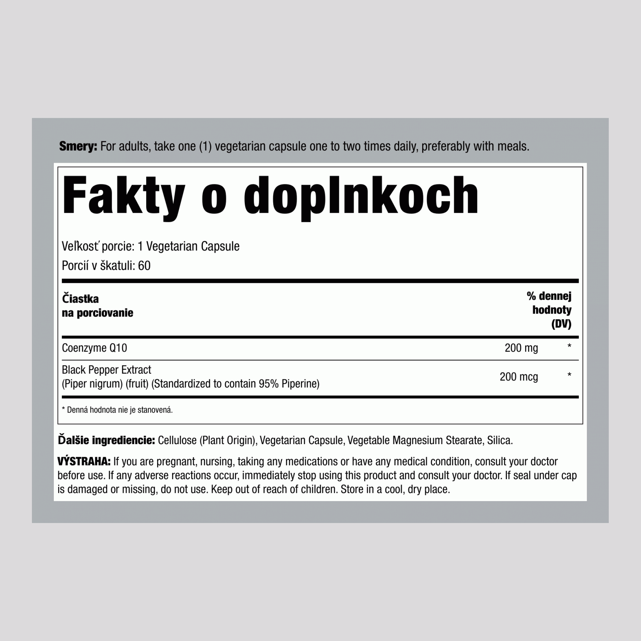 Koenzým Q10 200 mg 60 Vegetariánske kapsuly 2 Fľaše   