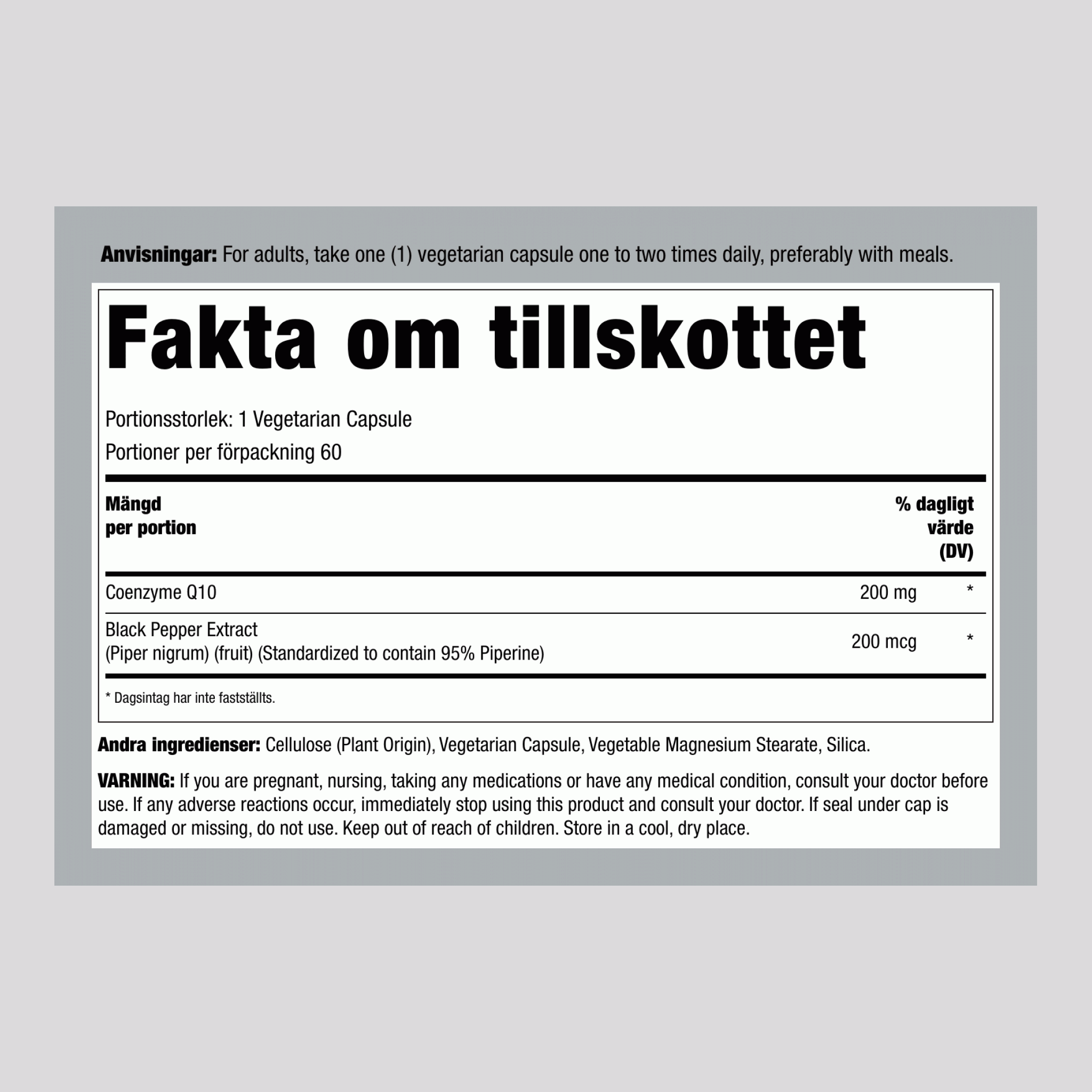 CoQ10 200 mg 60 Vegetarijanske kapsule 2 Steklenice   