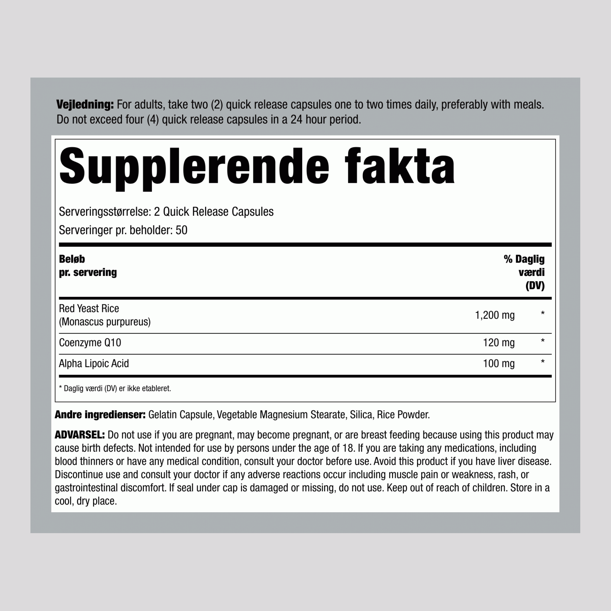 CoQ10 med rød ris 100 Kapsler for hurtig frigivelse       