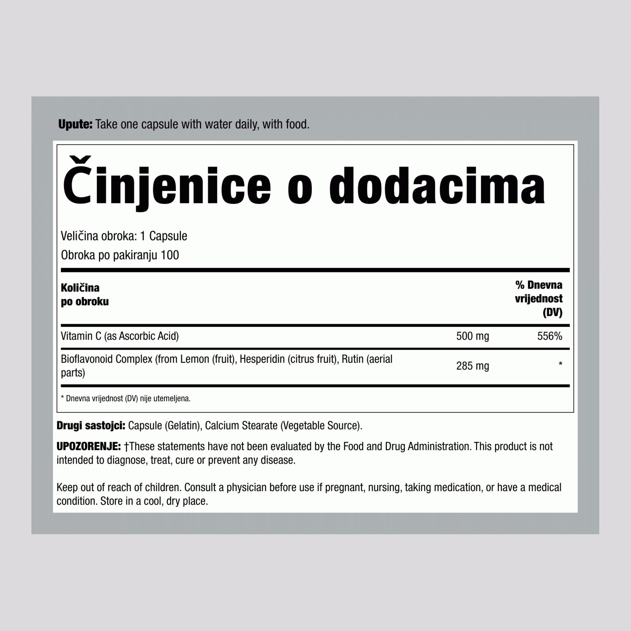 Bio C kapsule 500 mg s bioflavonoidima 100 Kapsule       