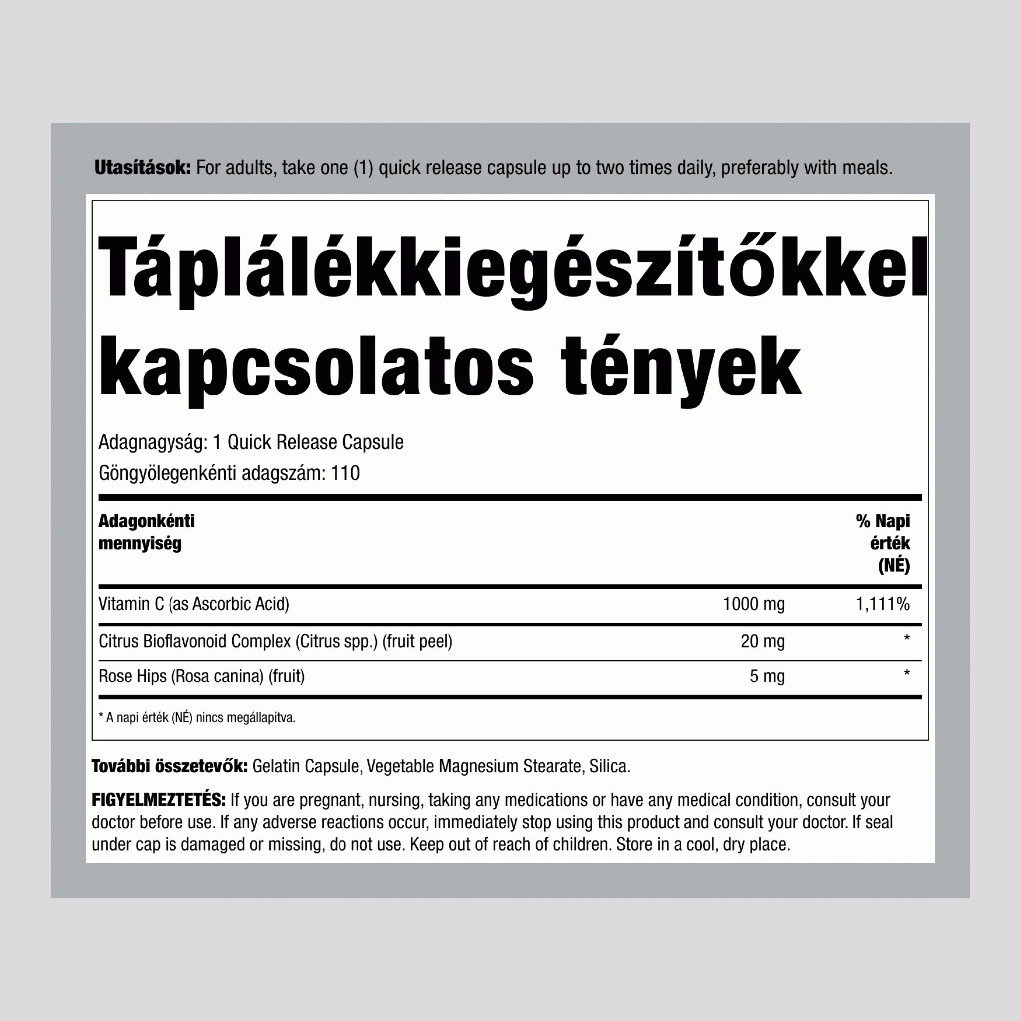 C-Gram 1000 mg csipkebogyóval és bioflavonoidokkal 110 Gyorsan oldódó kapszula      