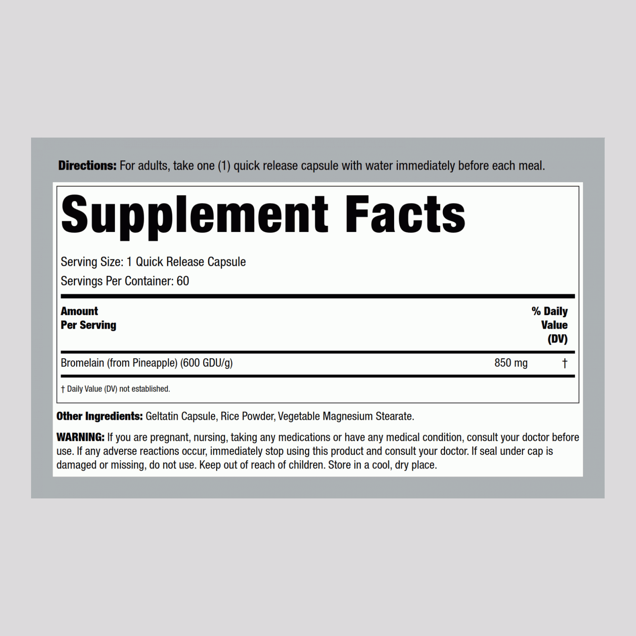 菠蘿蛋白酶（2400GDU/g） 500 mg 60 素食專用膠囊     