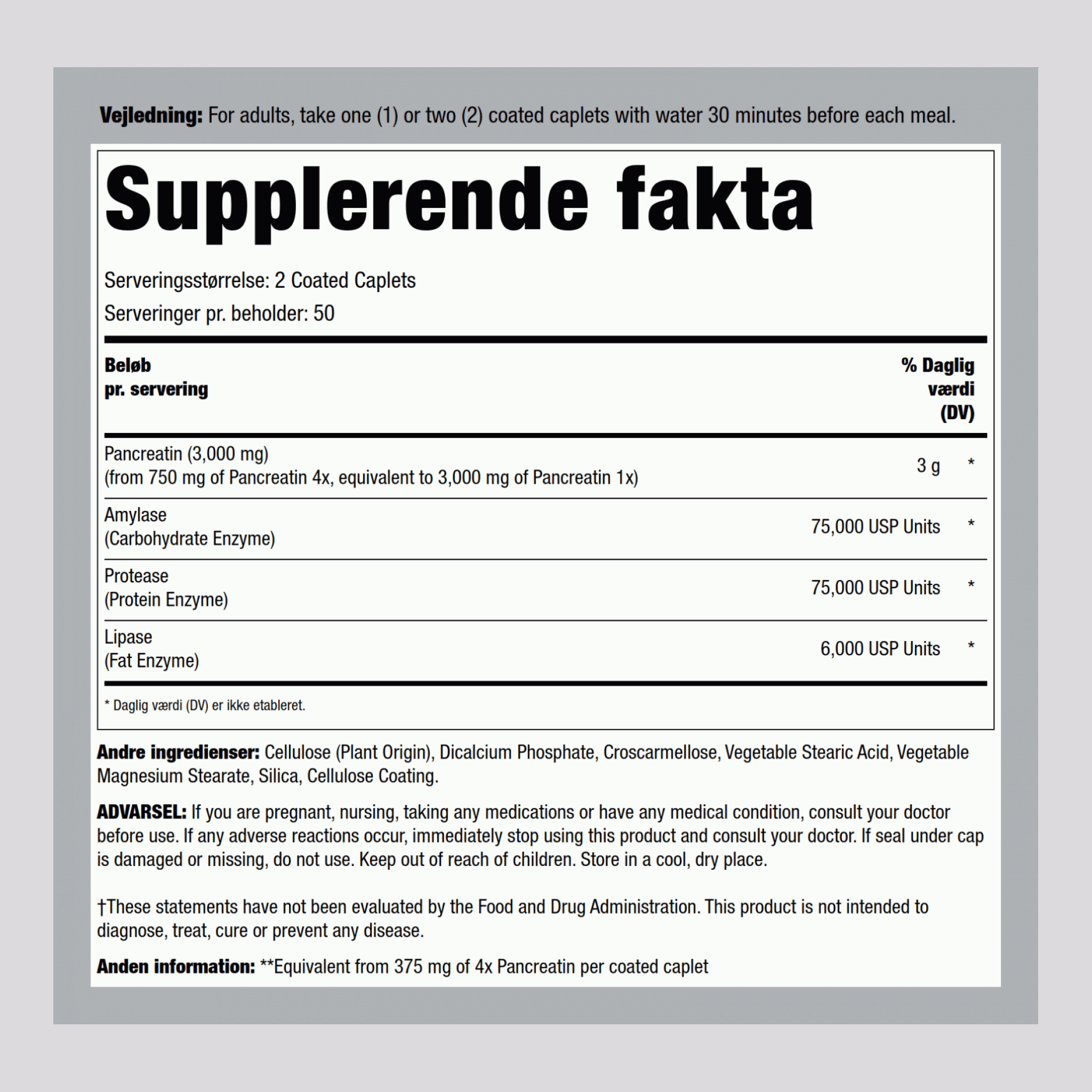 Pancreatin 1500 mg 100 Overtrukne kapsler     