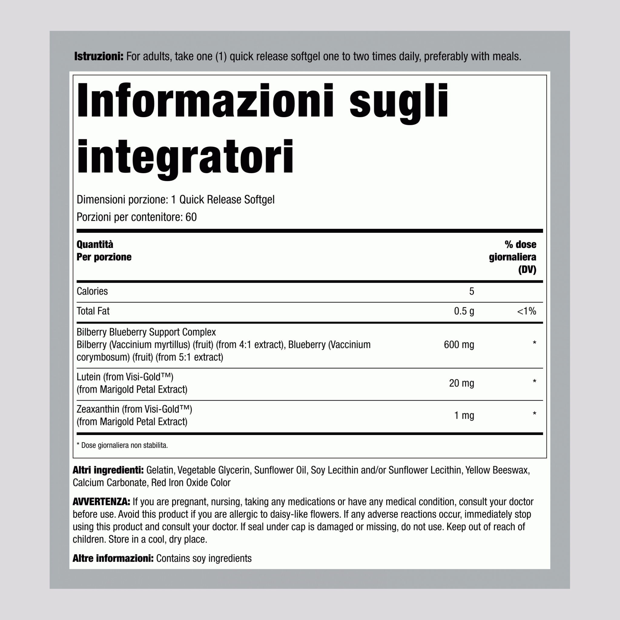 Formula occhi supreme 60 Capsule in gelatina molle a rilascio rapido       