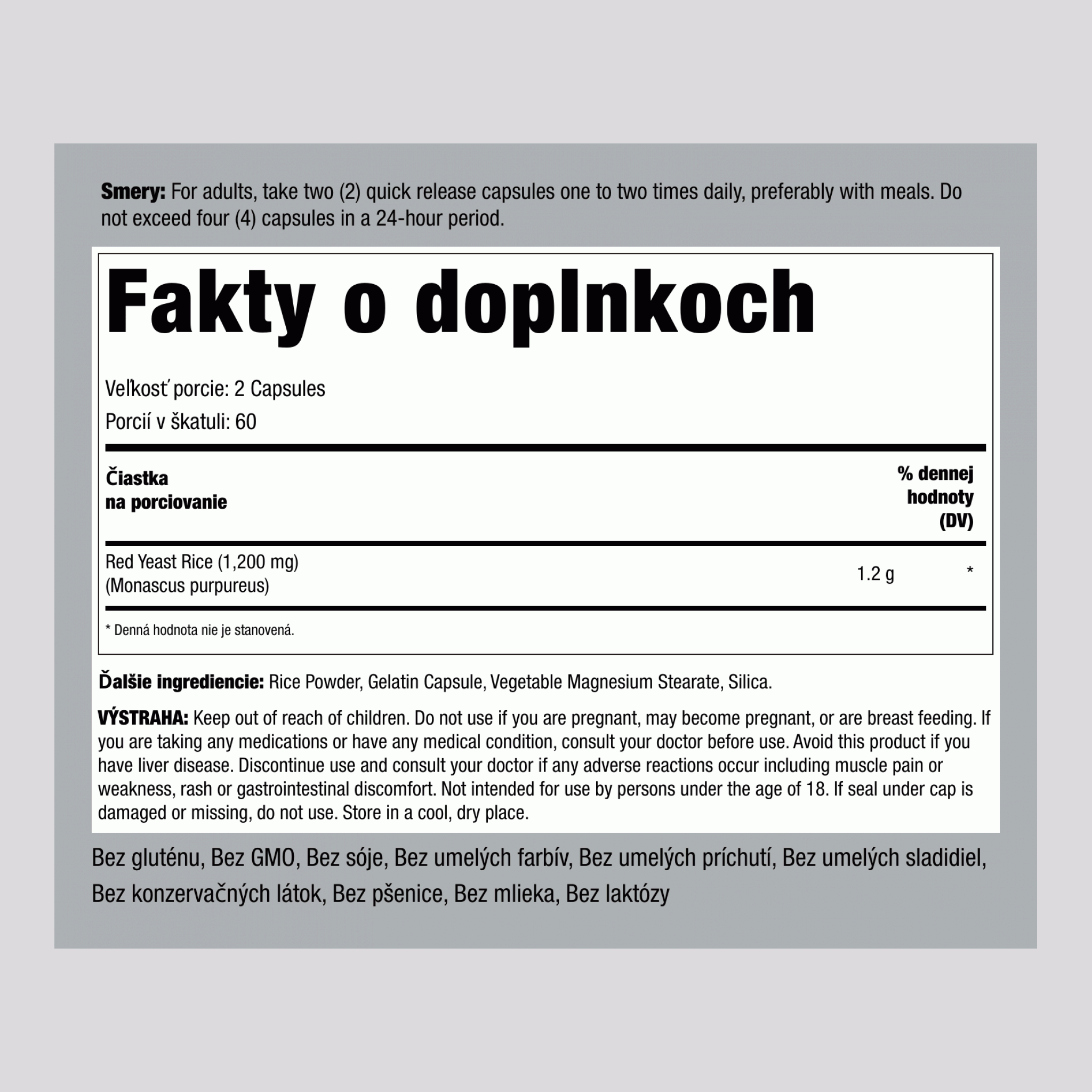 Červená ryža  600 mg 120 Kapsule s rýchlym uvoľňovaním     