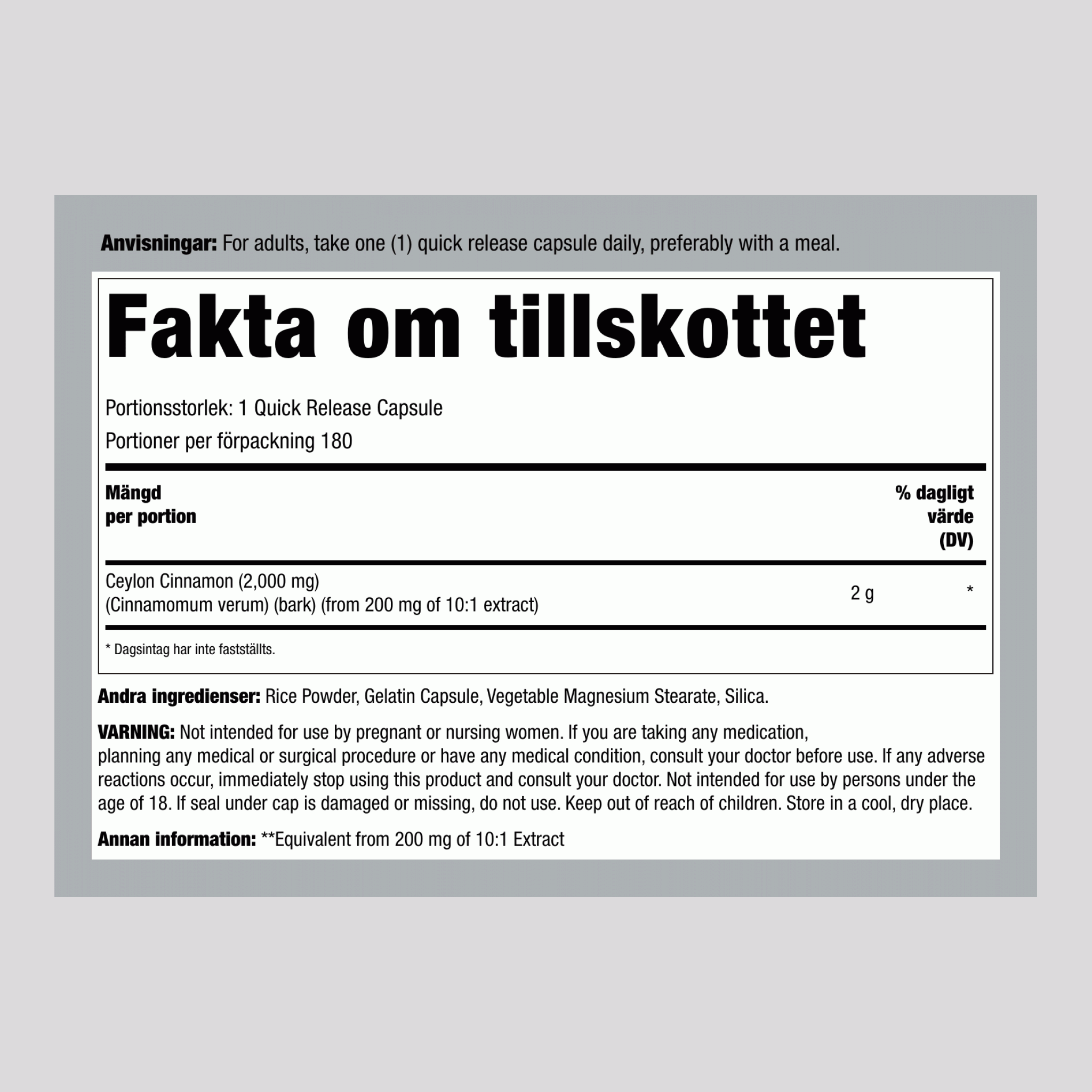 Ceylonkanel 2000 mg 180 Kapslar     