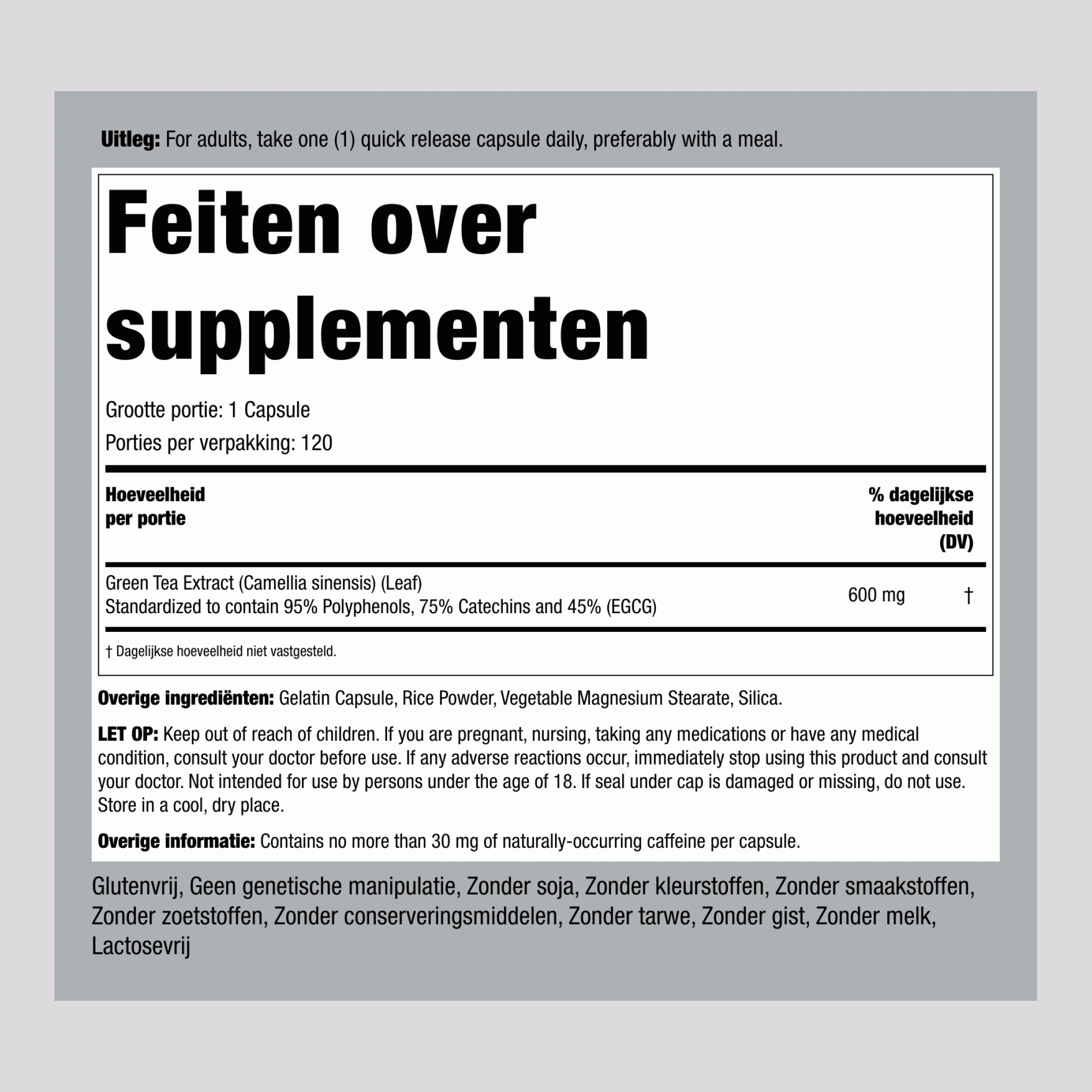 Groene thee-extract 600 mg 120 Capsules 2 Flessen   