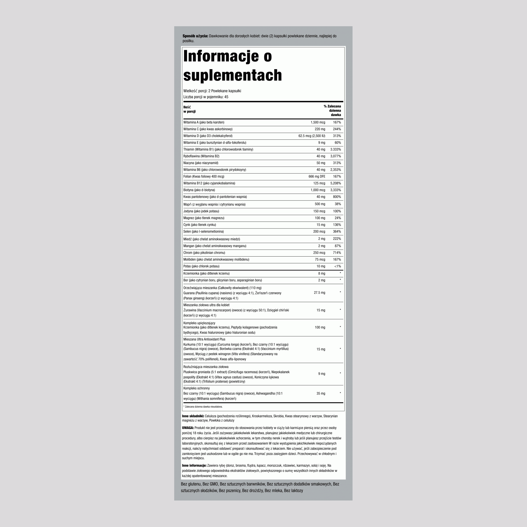 Mega multiwitaminy dla kobiet 90 Powlekane kapsułki       