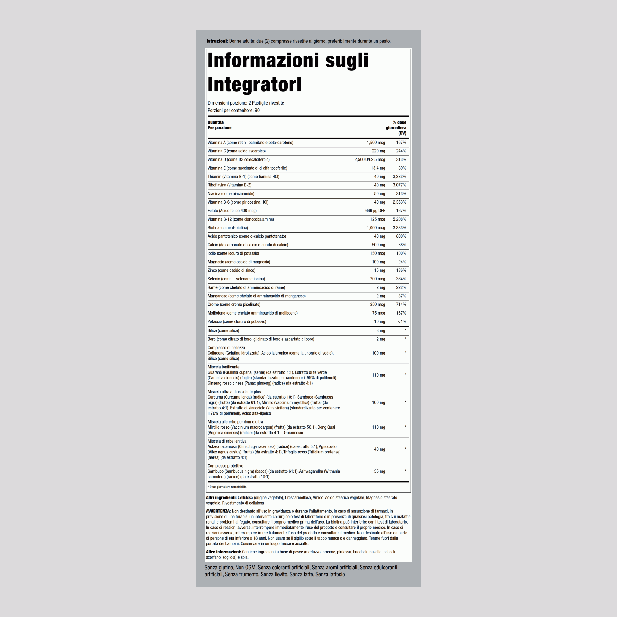 Miltivitaminici mega per donna 180 Pastiglie rivestite       