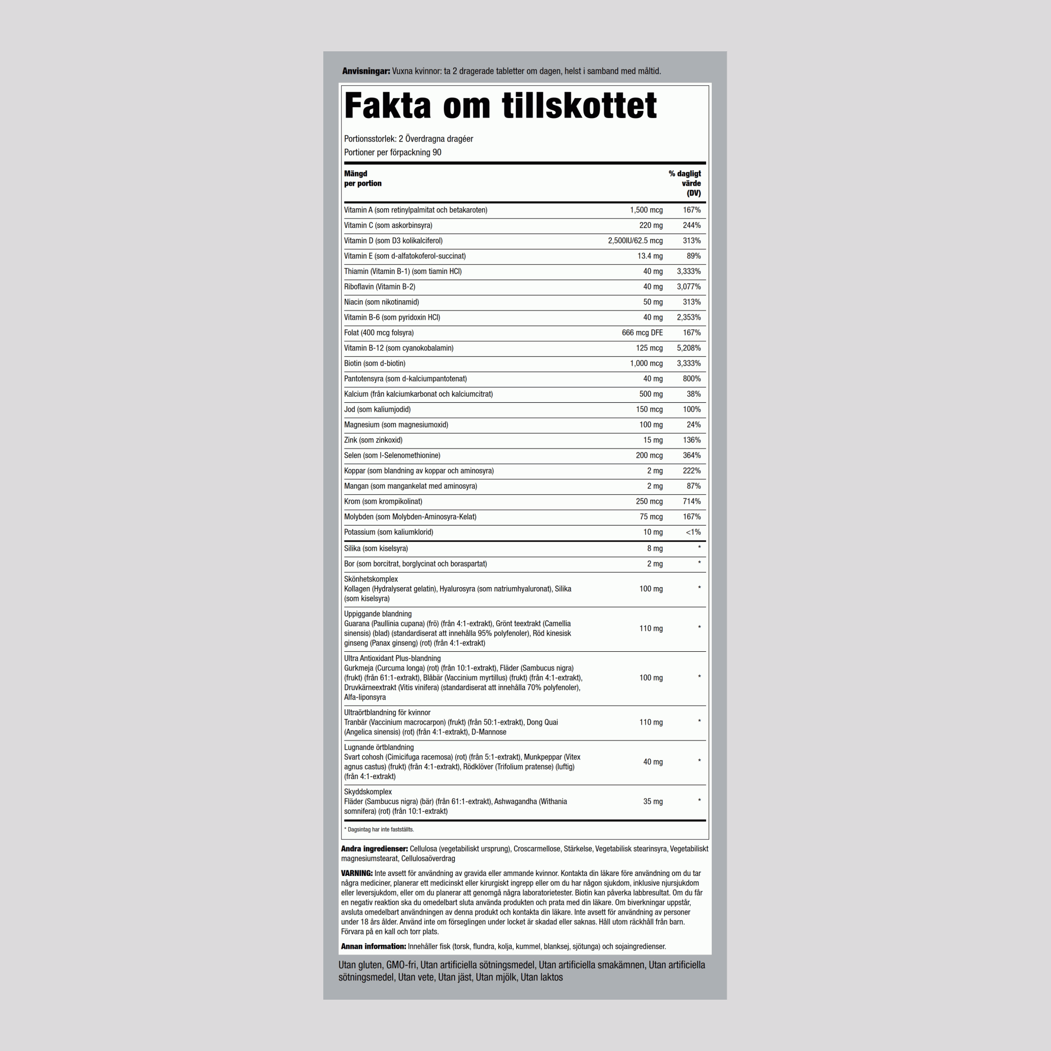 Mega-multi för kvinnor 180 Överdragna dragéer       