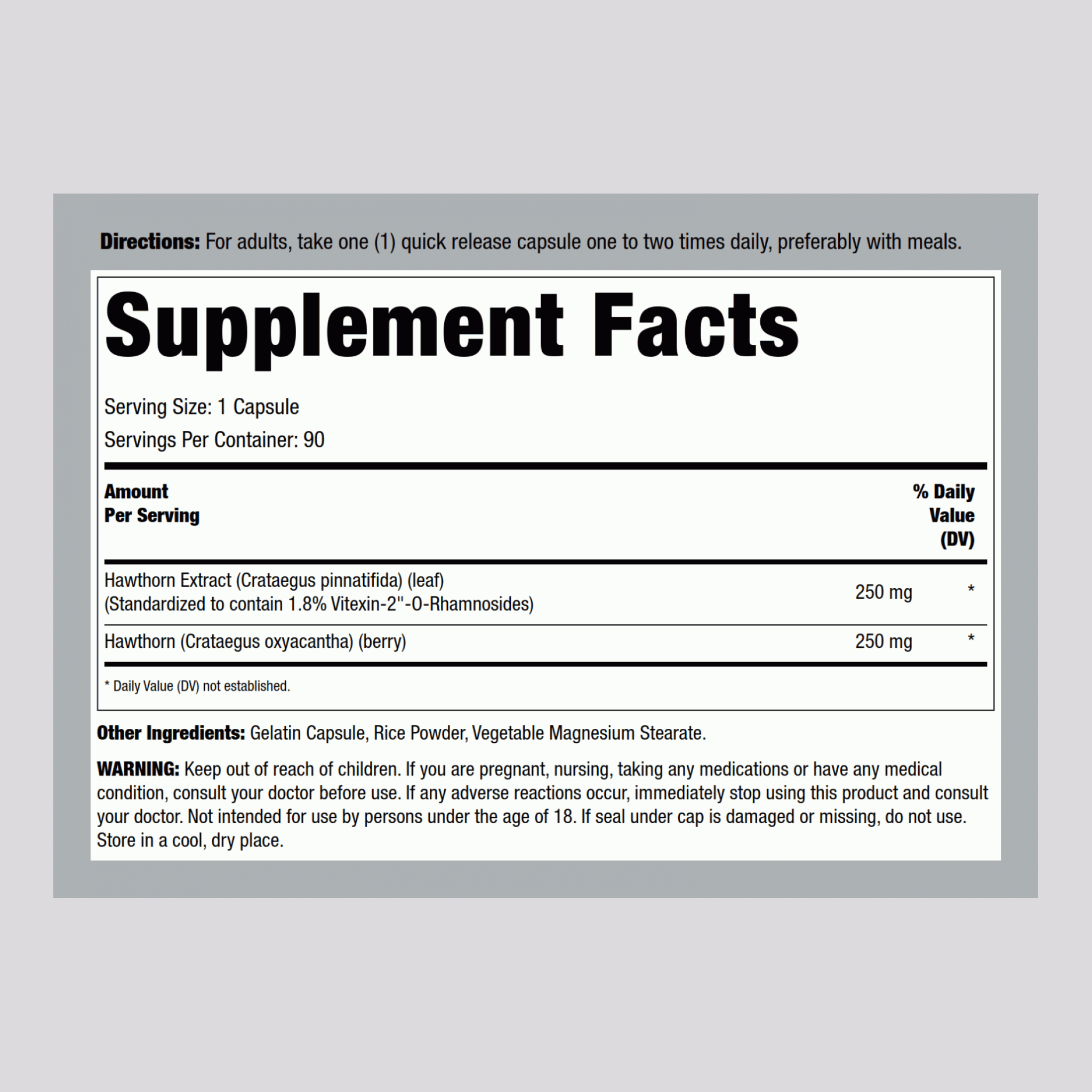 山楂標準化提取物 250 mg 90 膠囊     
