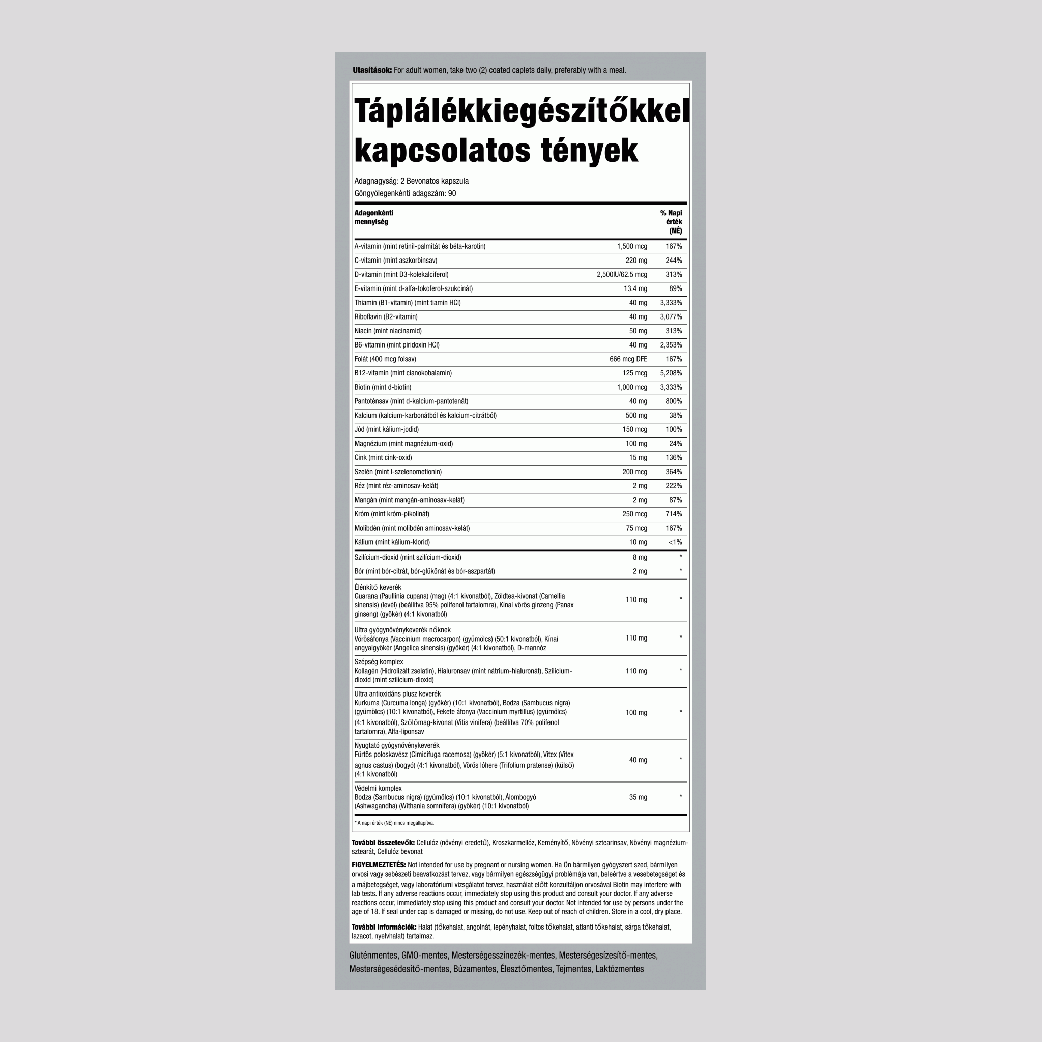 Woman's Mega Multi,  180 Bevonatos kapszula 2 Palackok