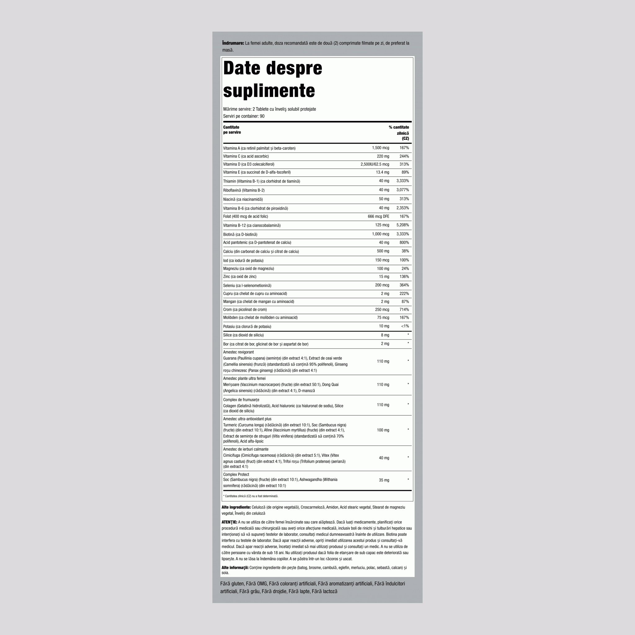 Mega multi pentru femei,  180 Tablete cu înveliş solubil protejate 2 Sticle