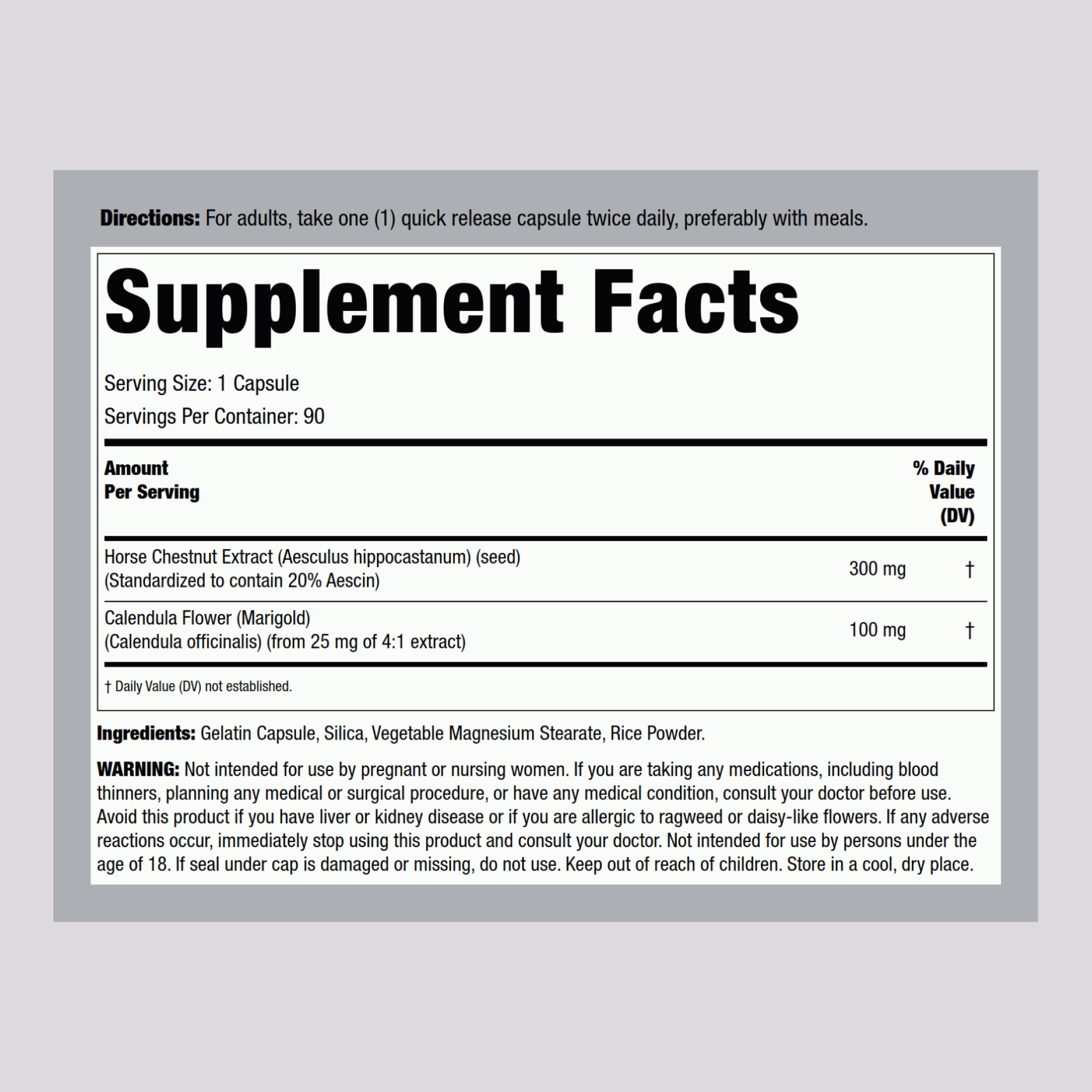 七葉樹標準化提取物 300 mg 90 膠囊     