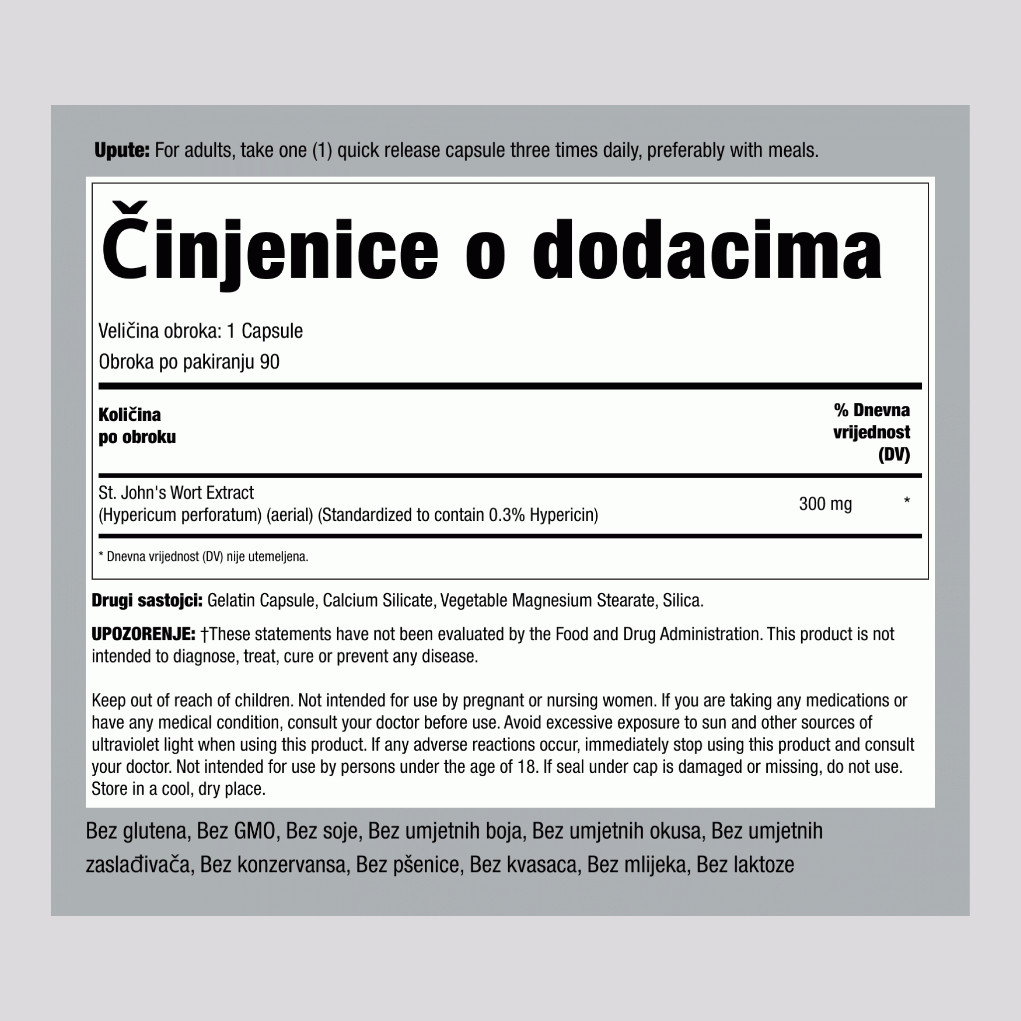 Standardizirani ekstrakt kantariona 300 mg 90 Kapsule     