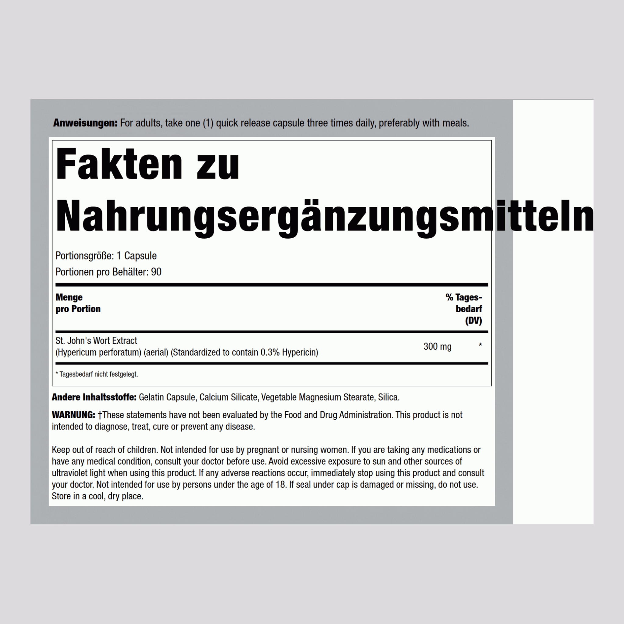 Johanniskraut-Extrakt, standardisiert 300 mg 90 Kapseln     