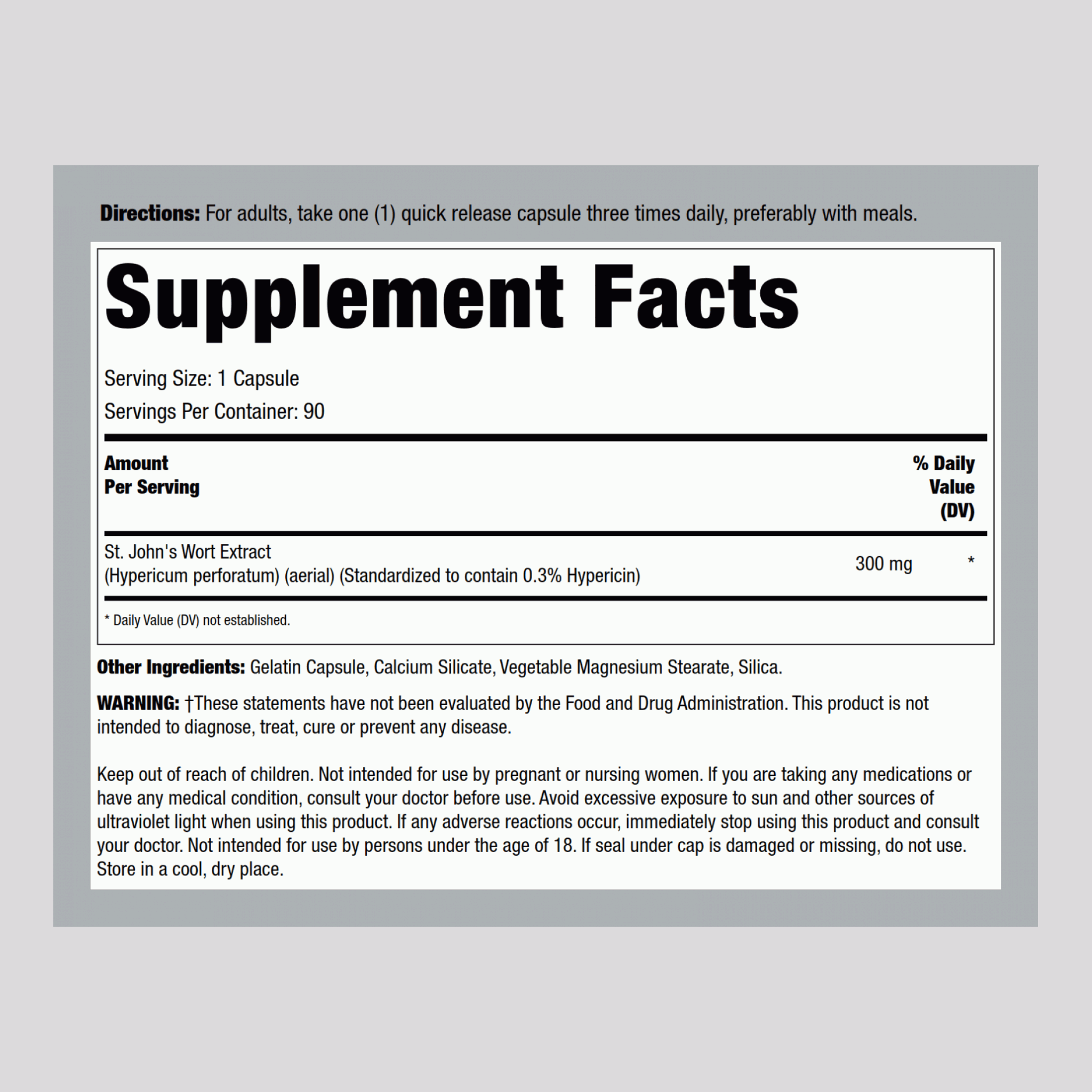 聖約翰草標準化提取物 300 mg 90 膠囊     