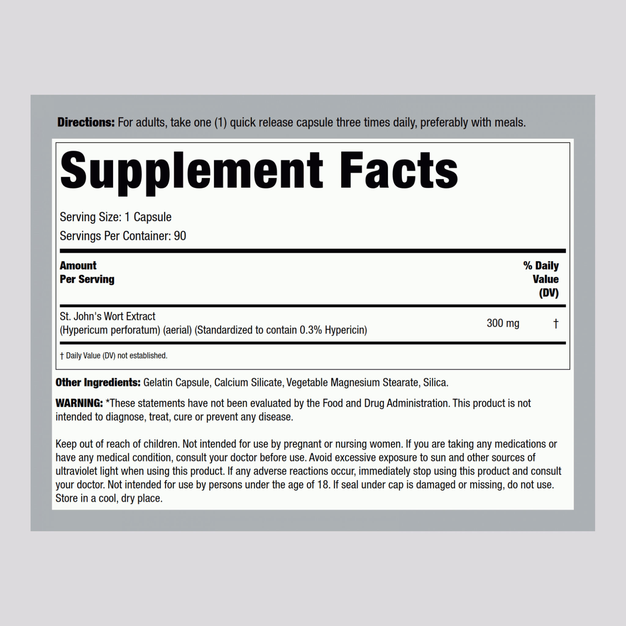 St. John's Wort Standardized Extract, 300 mg, 90 Capsules, 2  Bottles
