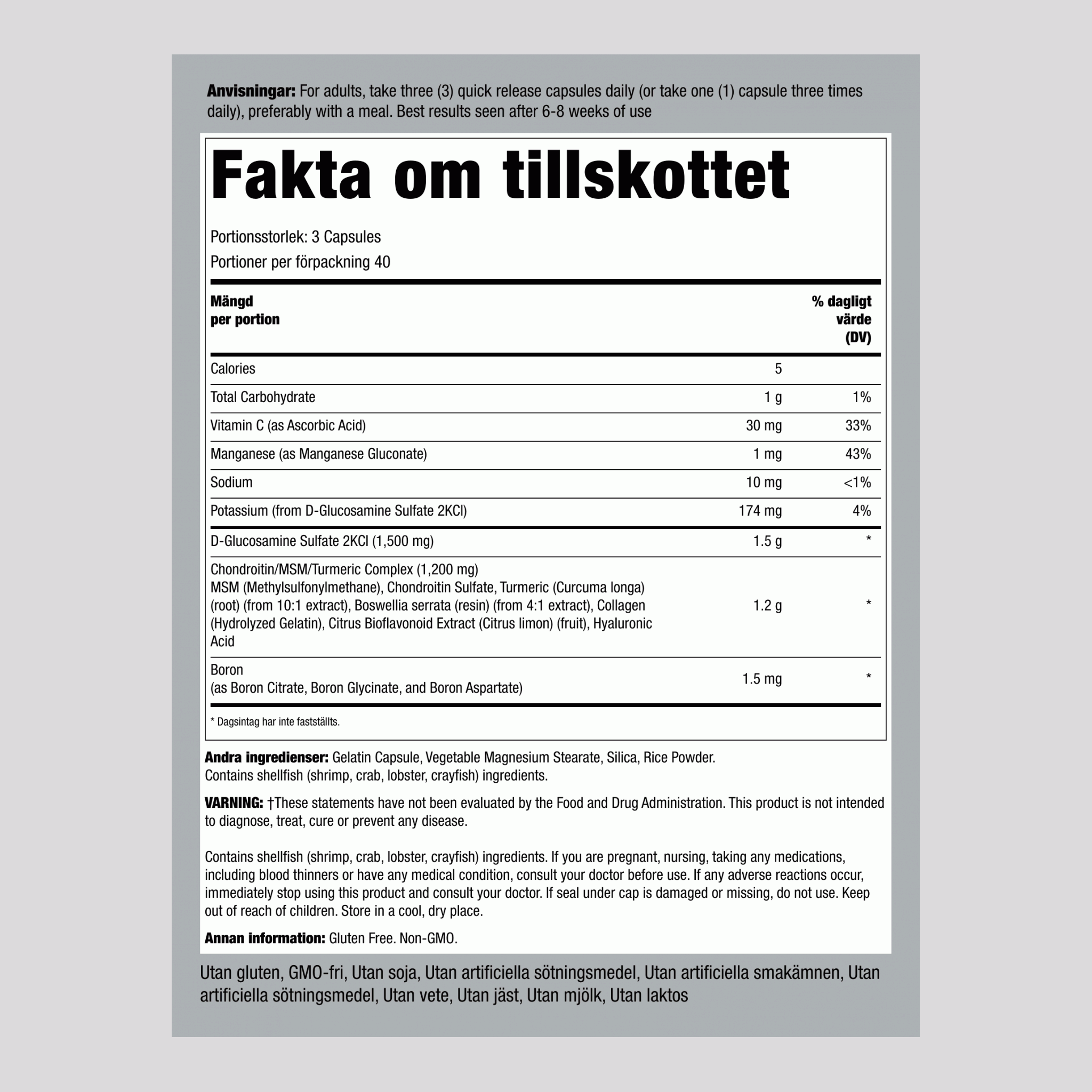 Glukosamin-kondroitinsulfat 120 Snabbverkande kapslar       