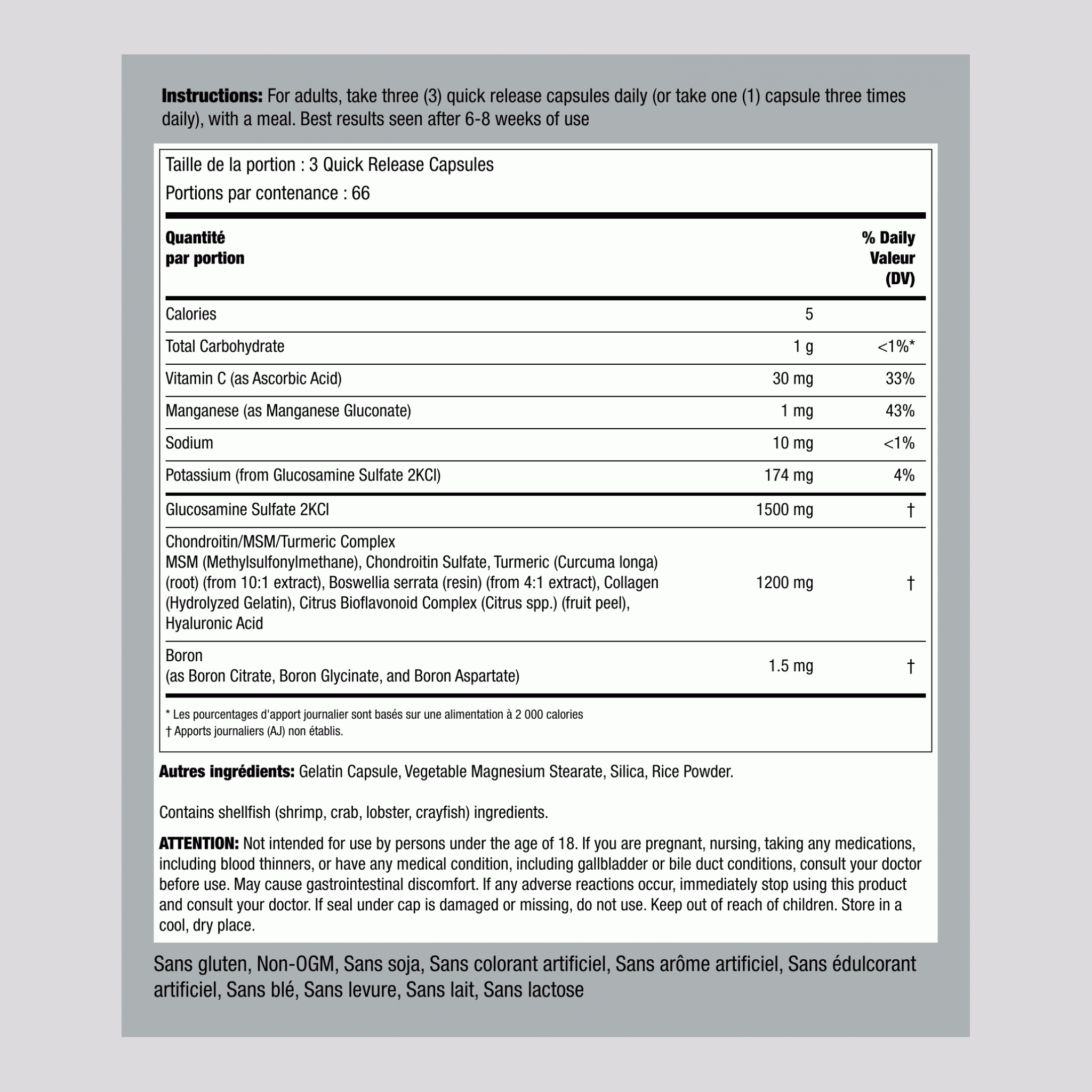 Sulfate de glucosamine et de chondroïtine 200 Gélules à libération rapide      