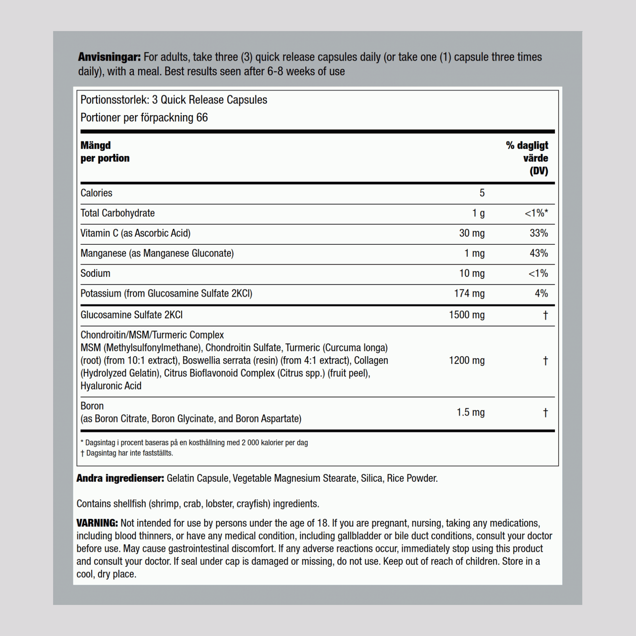 Glukosamin-kondroitinsulfat 200 Snabbverkande kapslar      