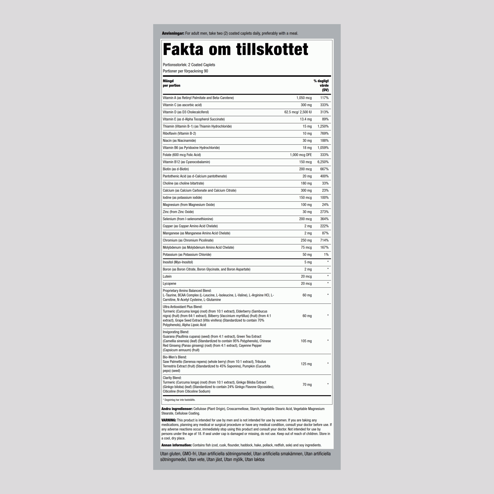 Multivitamin för män 45+ 180 Tabletter       