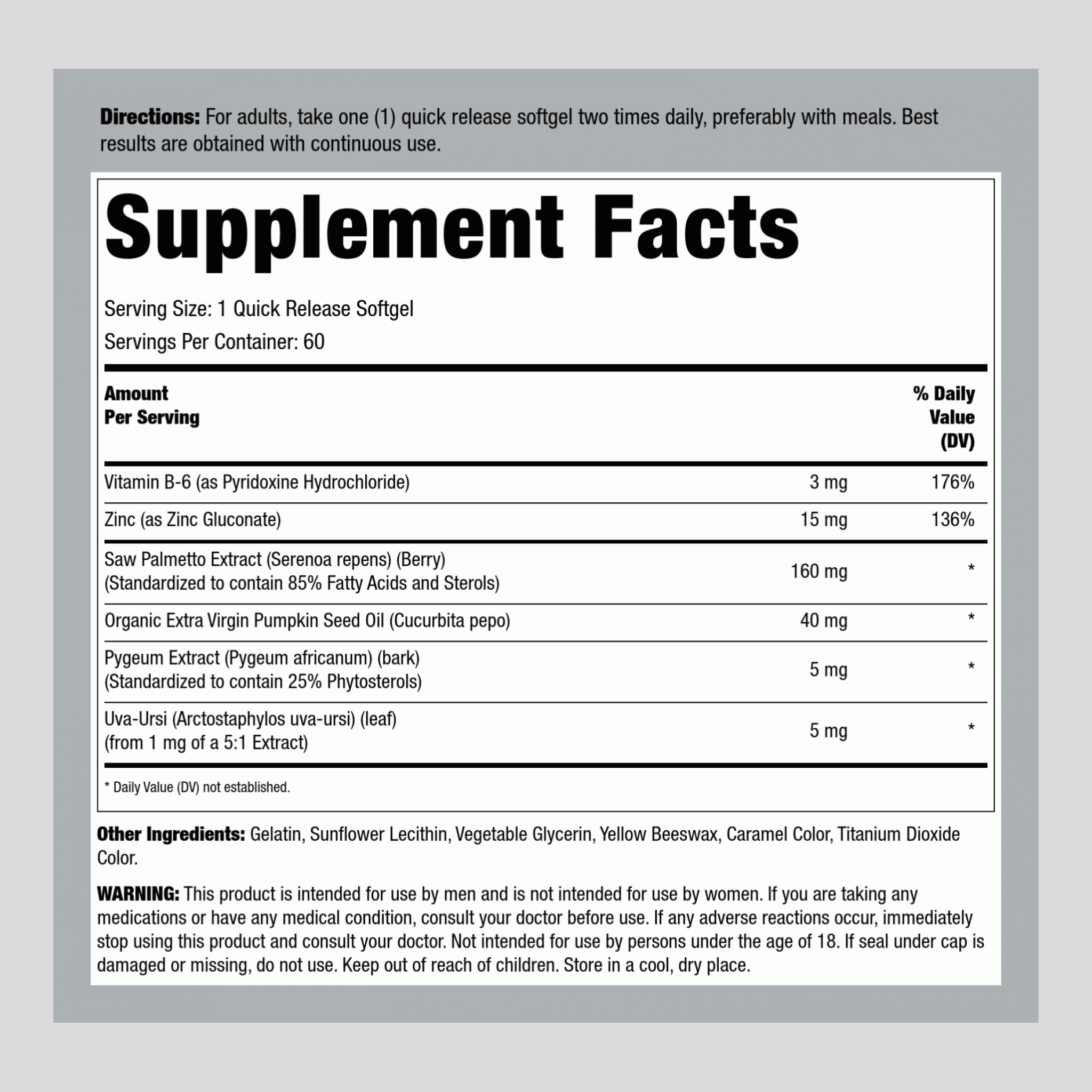 Saw Palmetto Complex Standardized Extract, 160 mg, 60 Softgels
