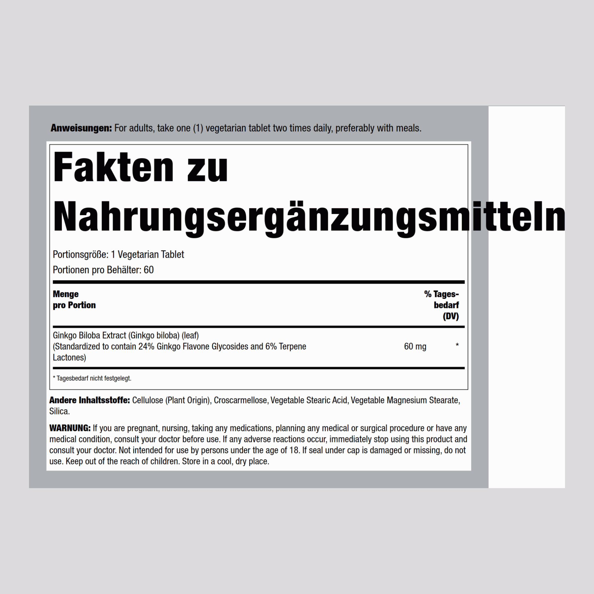 Ginkobaum Standardisierter Extrakt 60 mg 60 Kapseln     