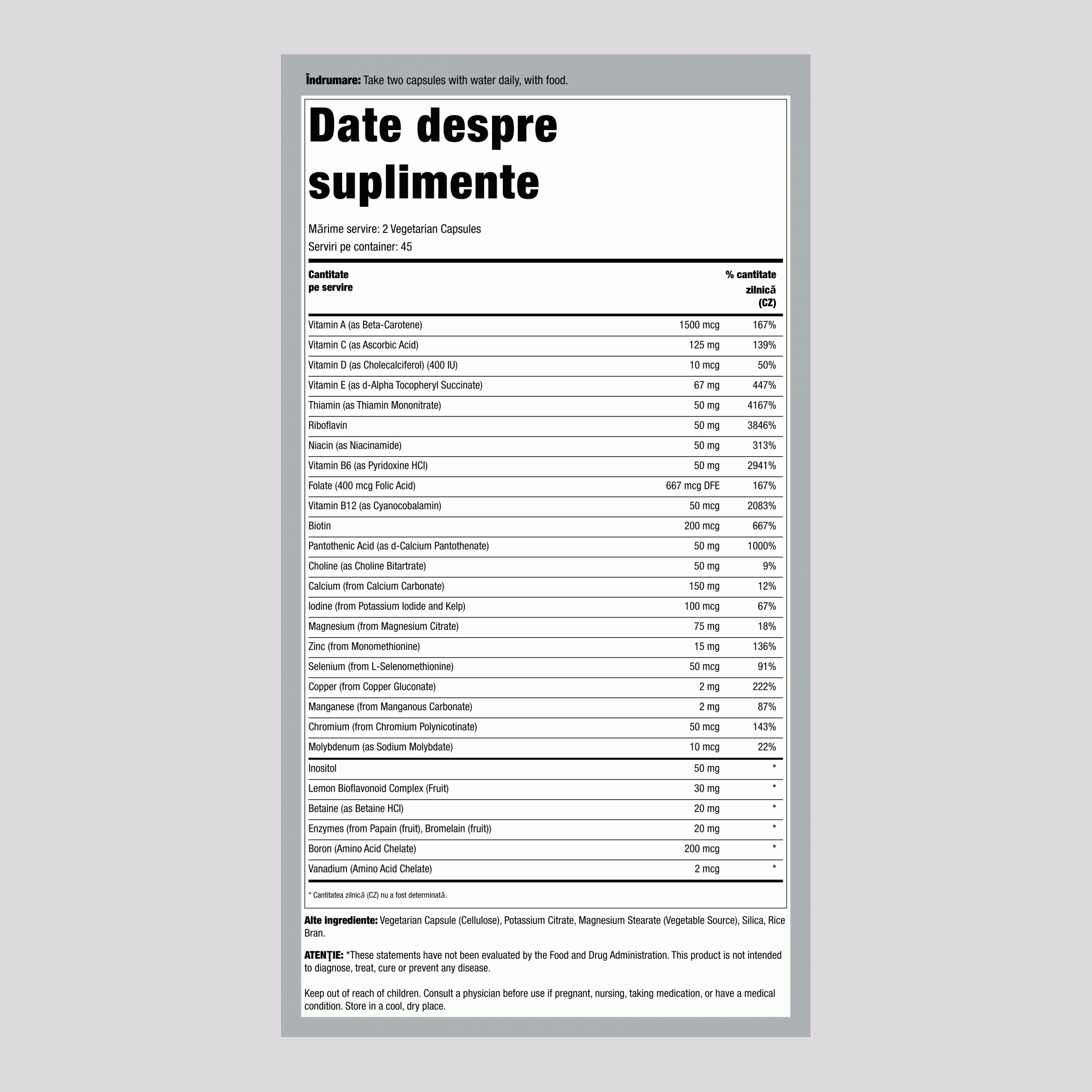 Multi-capsule fără fier 90 Capsule vegetariene 2 Sticle     