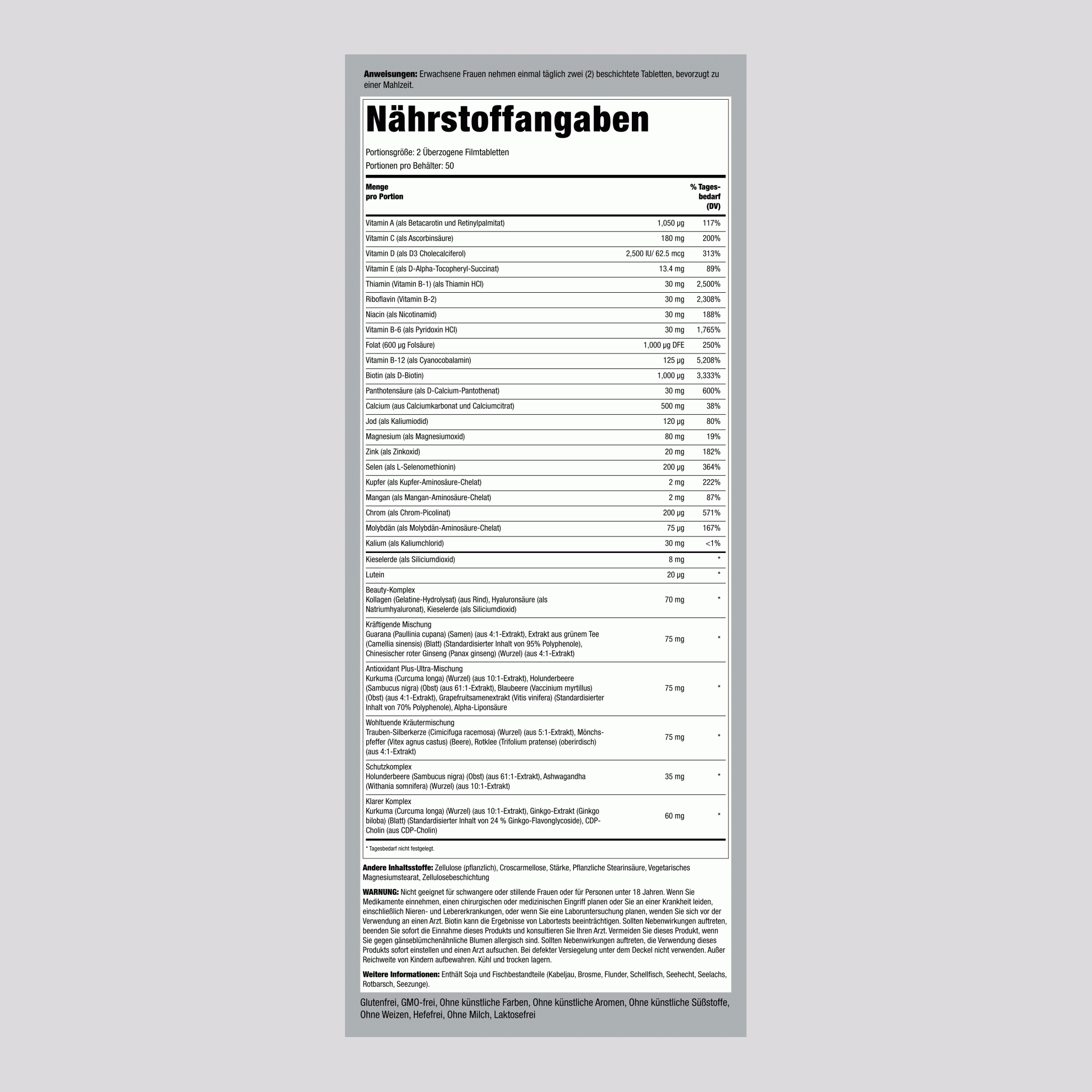 Mega Multi für Frauen ab 50, 100 überzogene Tabletten