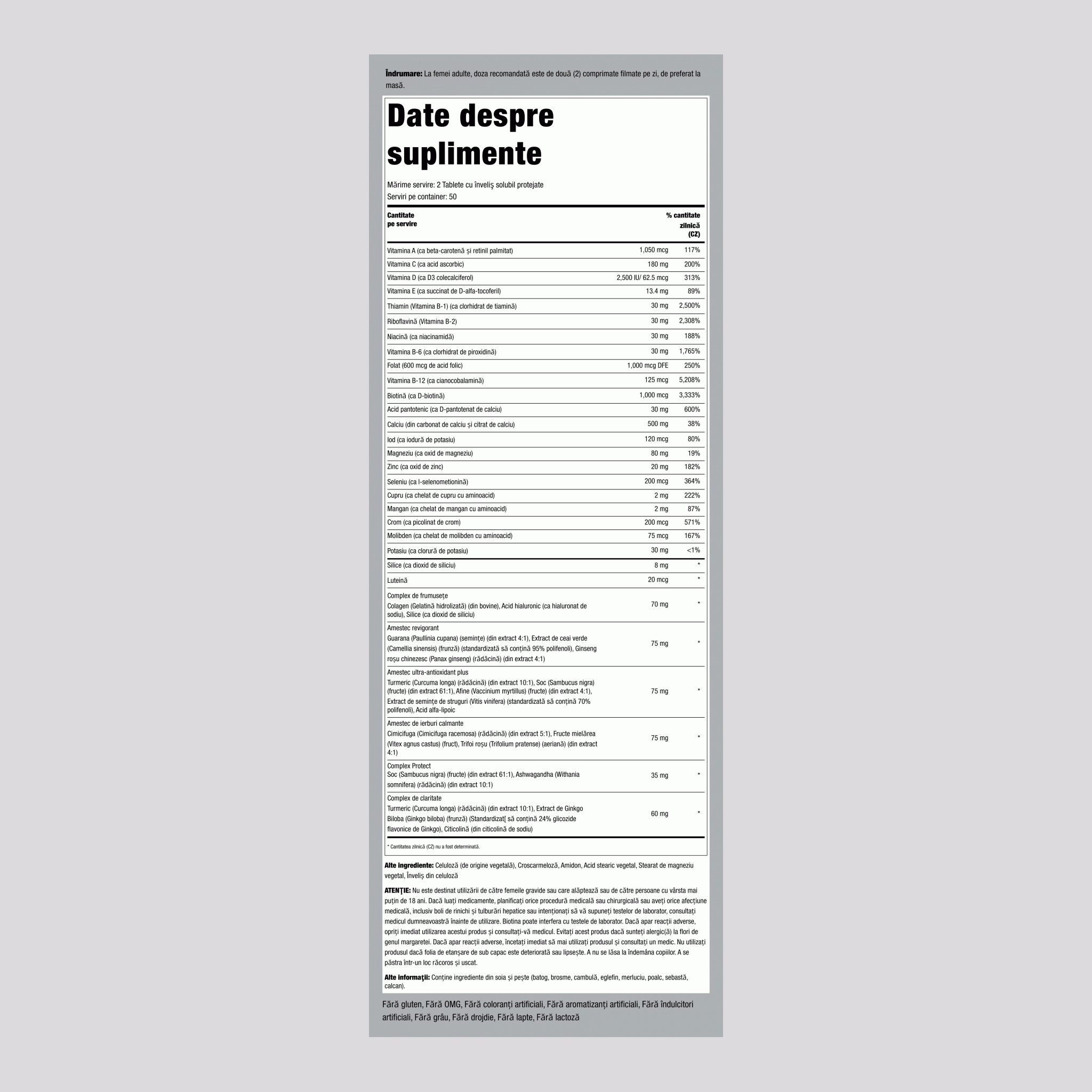 Mega Multi pentru Femei 50 Plus, 100 Capsule Acoperite