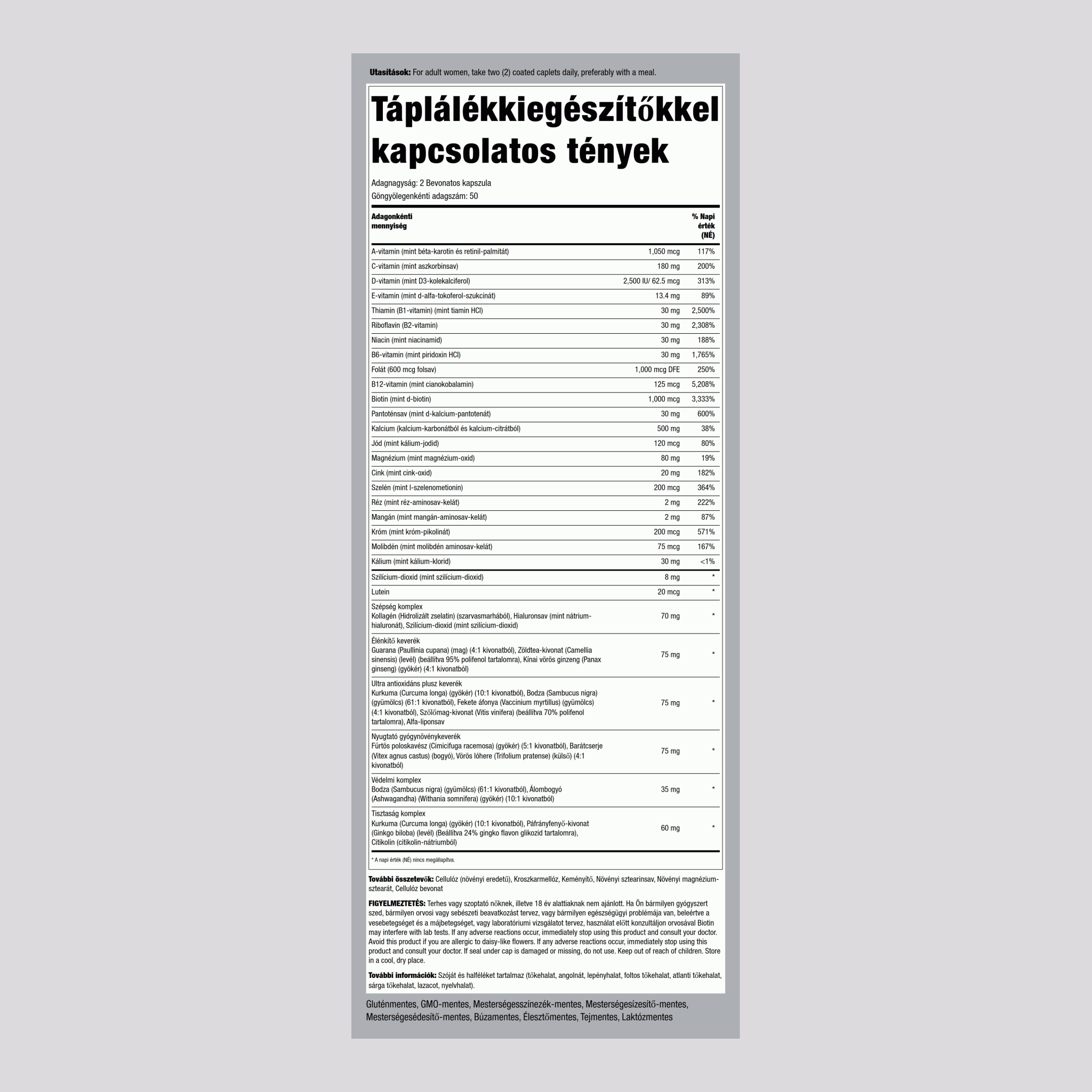 Woman's Mega Multi 50 Plus 100 Bevonatos kapszula       