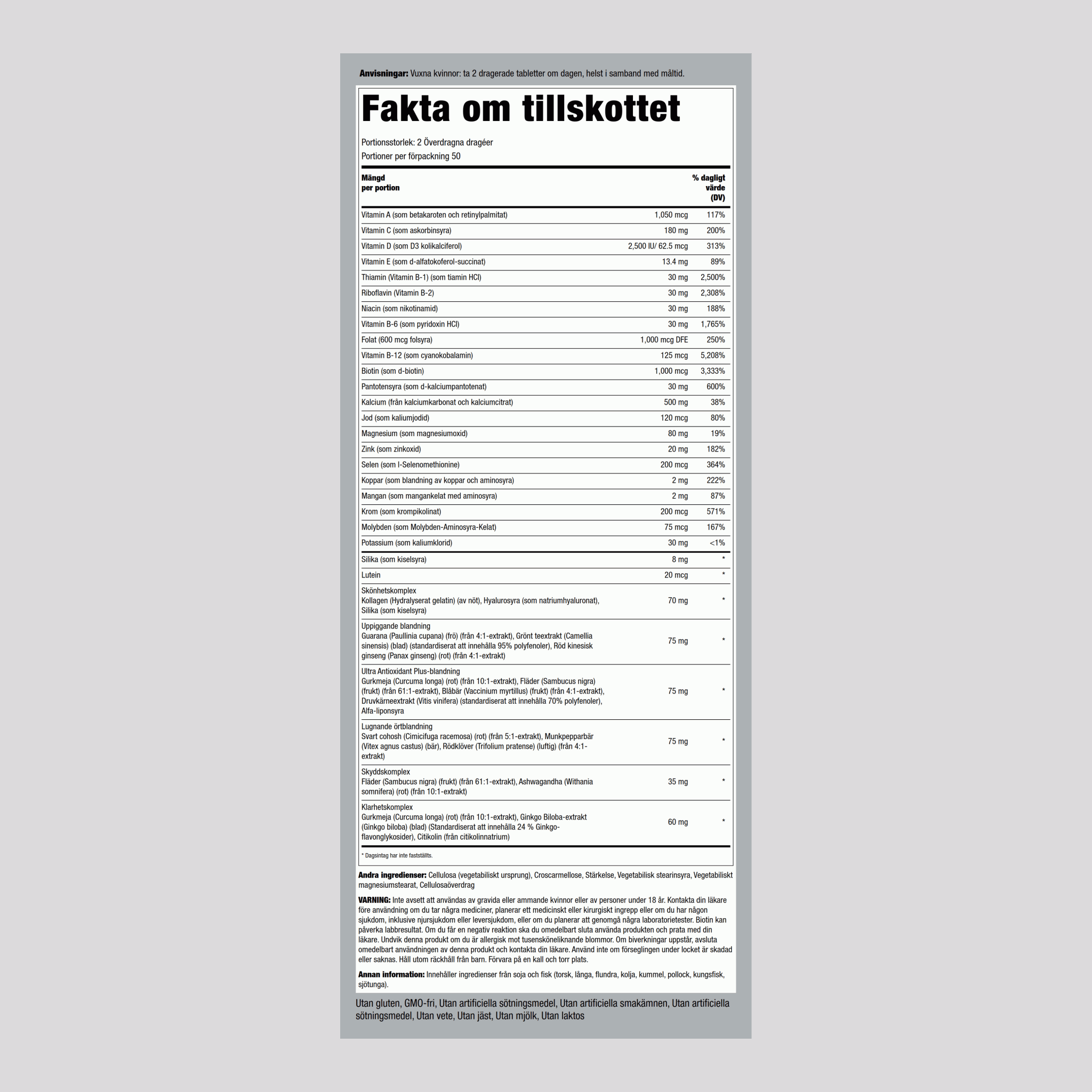 Mega-multi för kvinnor 50+ 100 Överdragna dragéer       