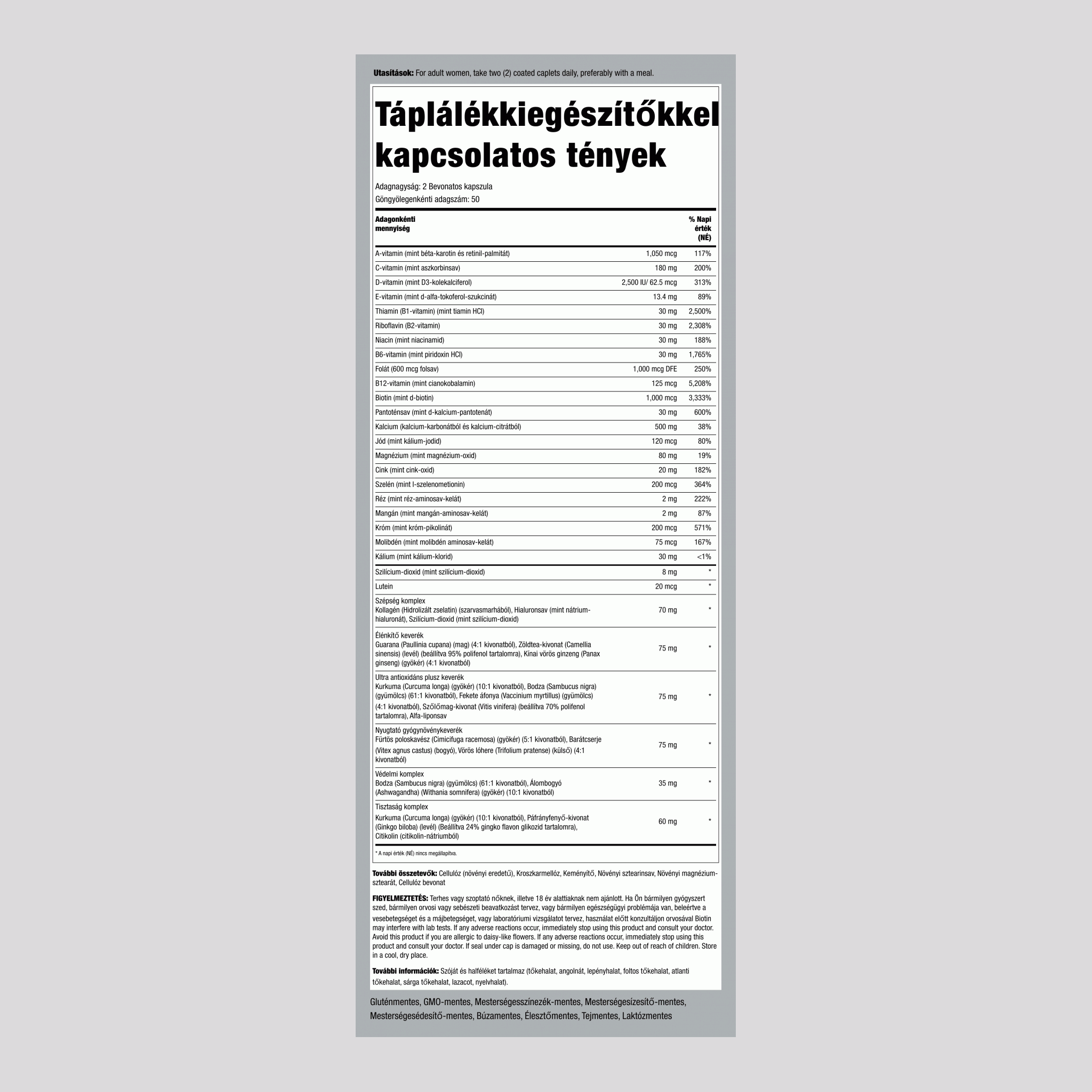 Woman's Mega Multi 50 Plus 200 Bevonatos kapszula       