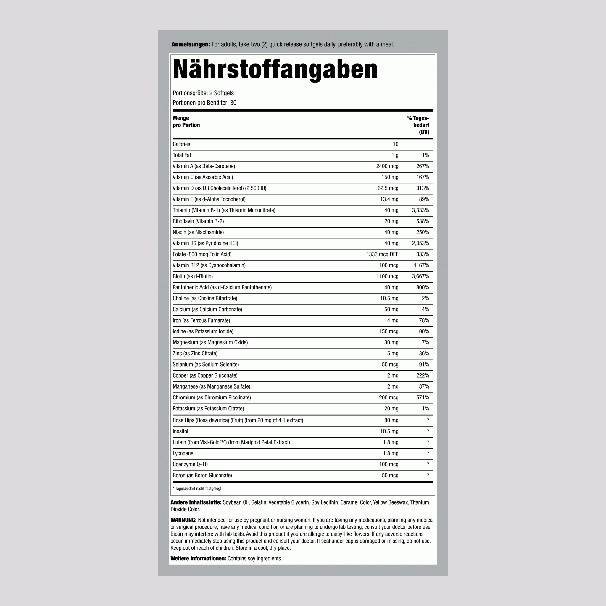 Softgel Multi mit Lutein & Lycopen 60 Softgele mit schneller Freisetzung       