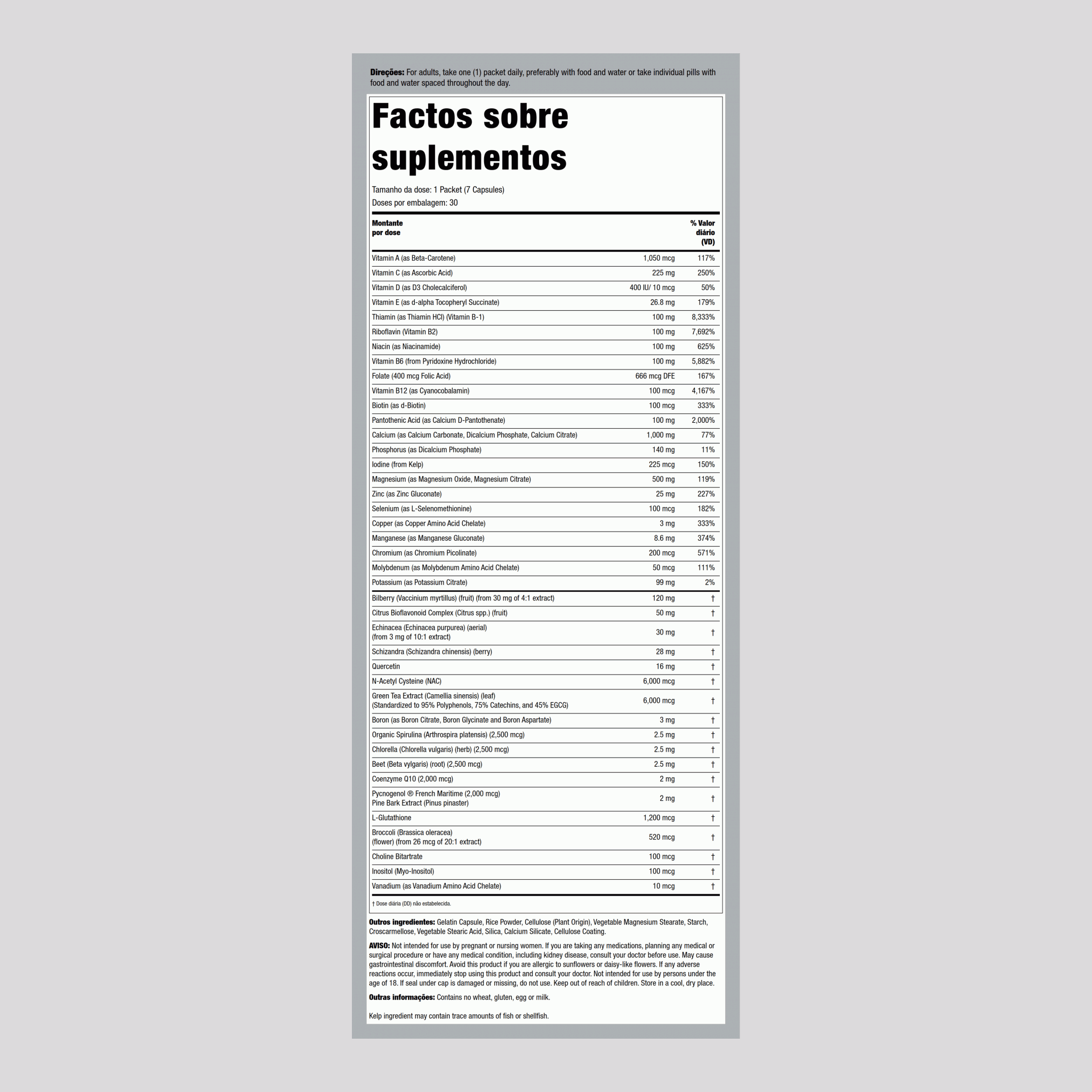 Pacote Varsity 2 (multivitamina e minerais) 30 Embalagens       