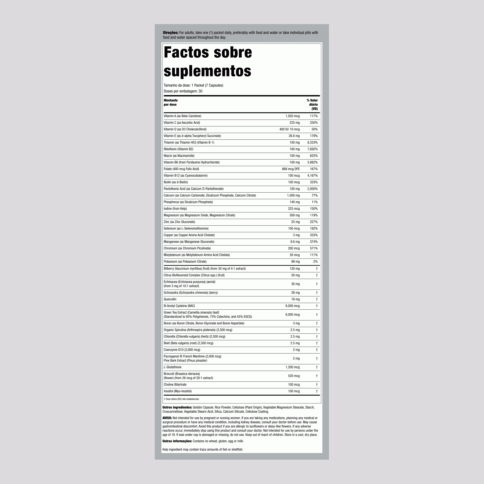 Pacote Varsity 2 (multivitamina e minerais) 30 Embalagens       