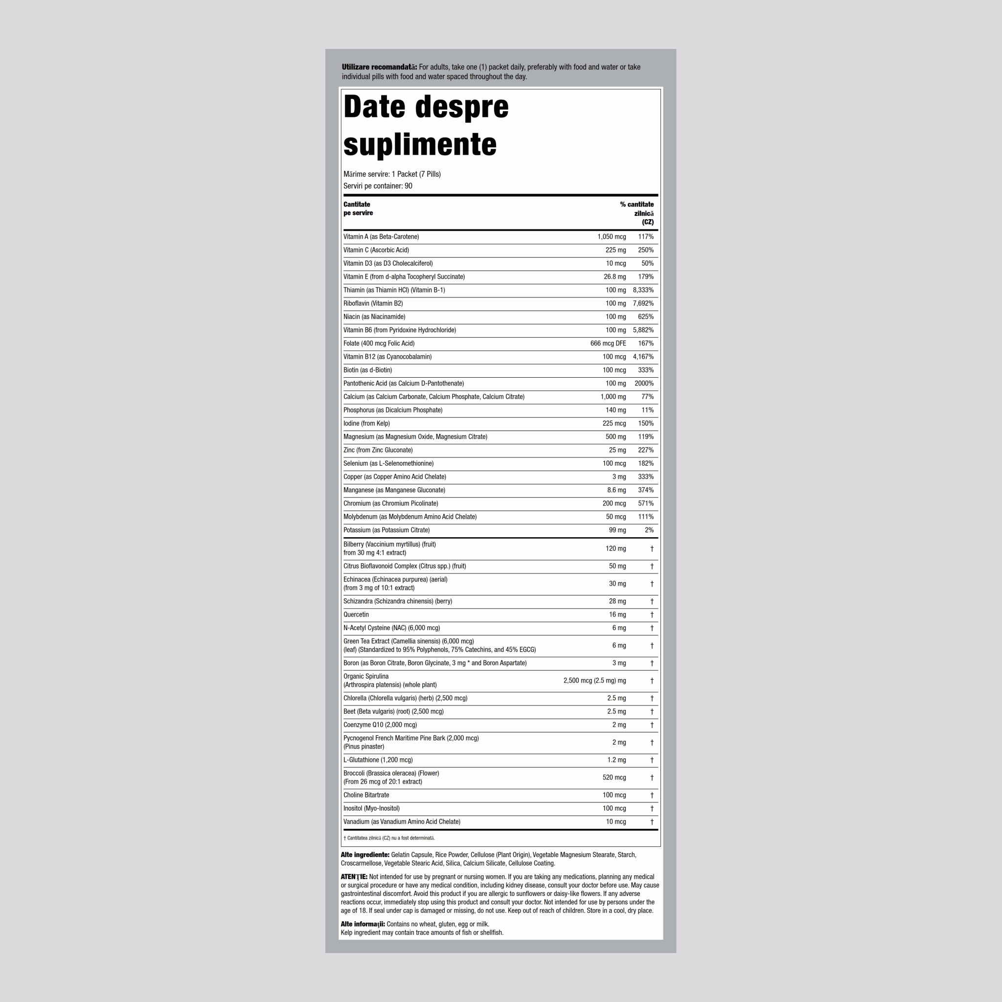 Varsity Pack 2 (multivitamine și minerale) 90 Pachete       