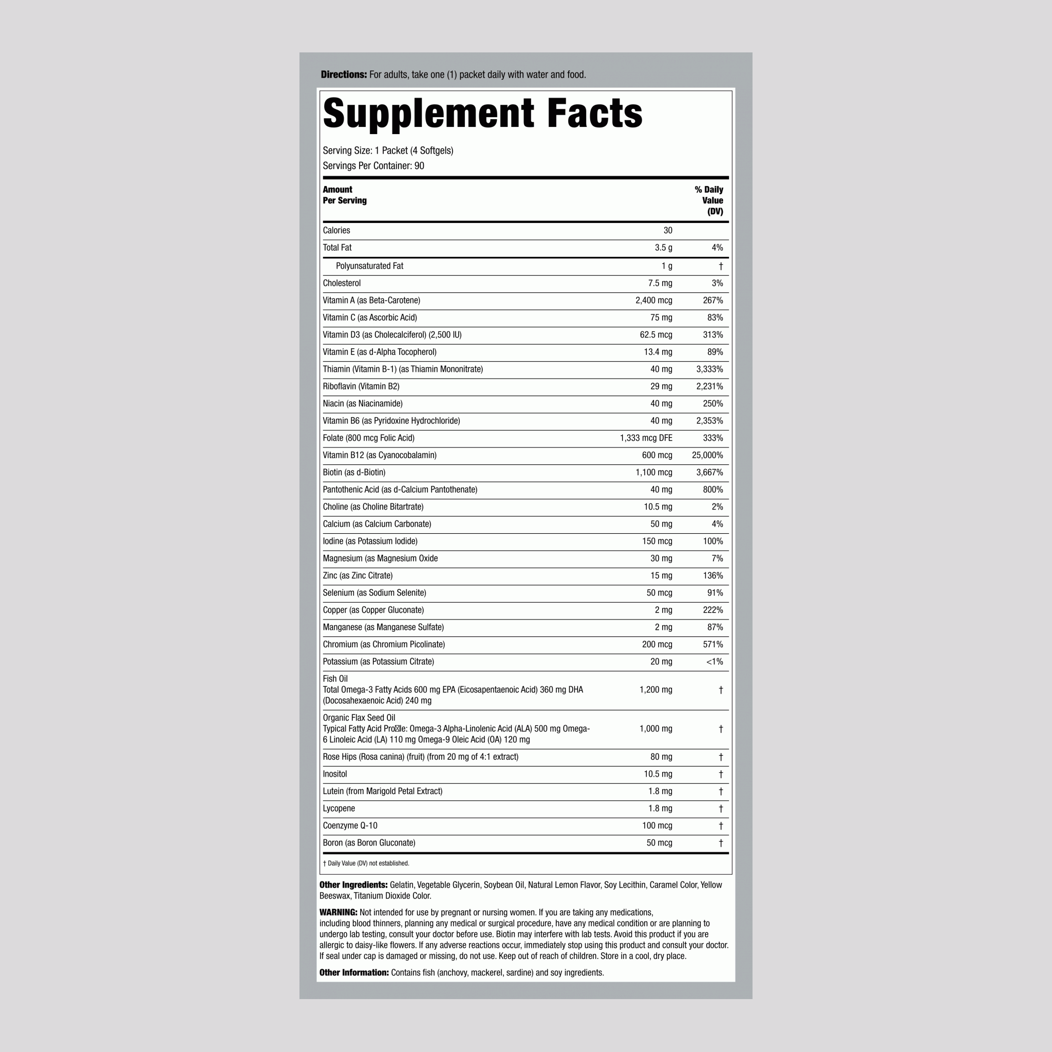 Vitamin Pack with Omega-3s, 90 Packets