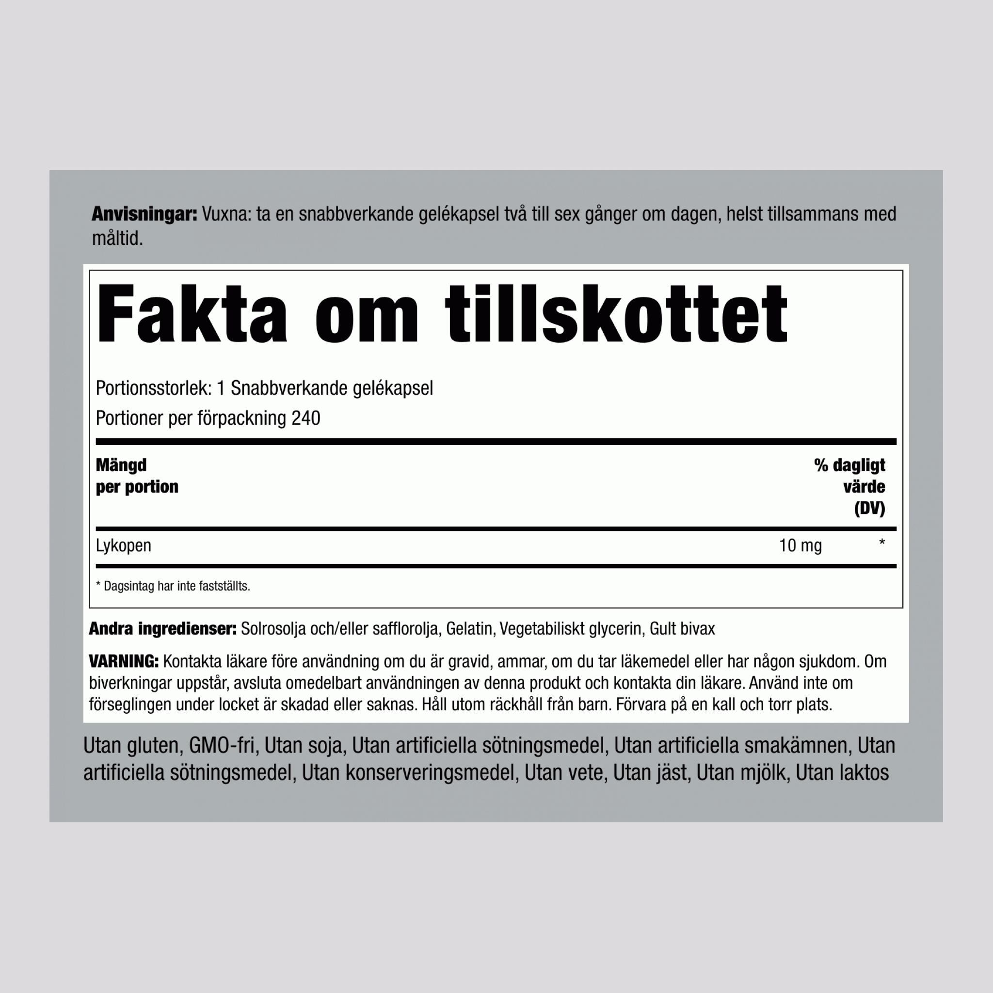 Lykopen  10 mg 240 Snabbverkande gelékapslar     