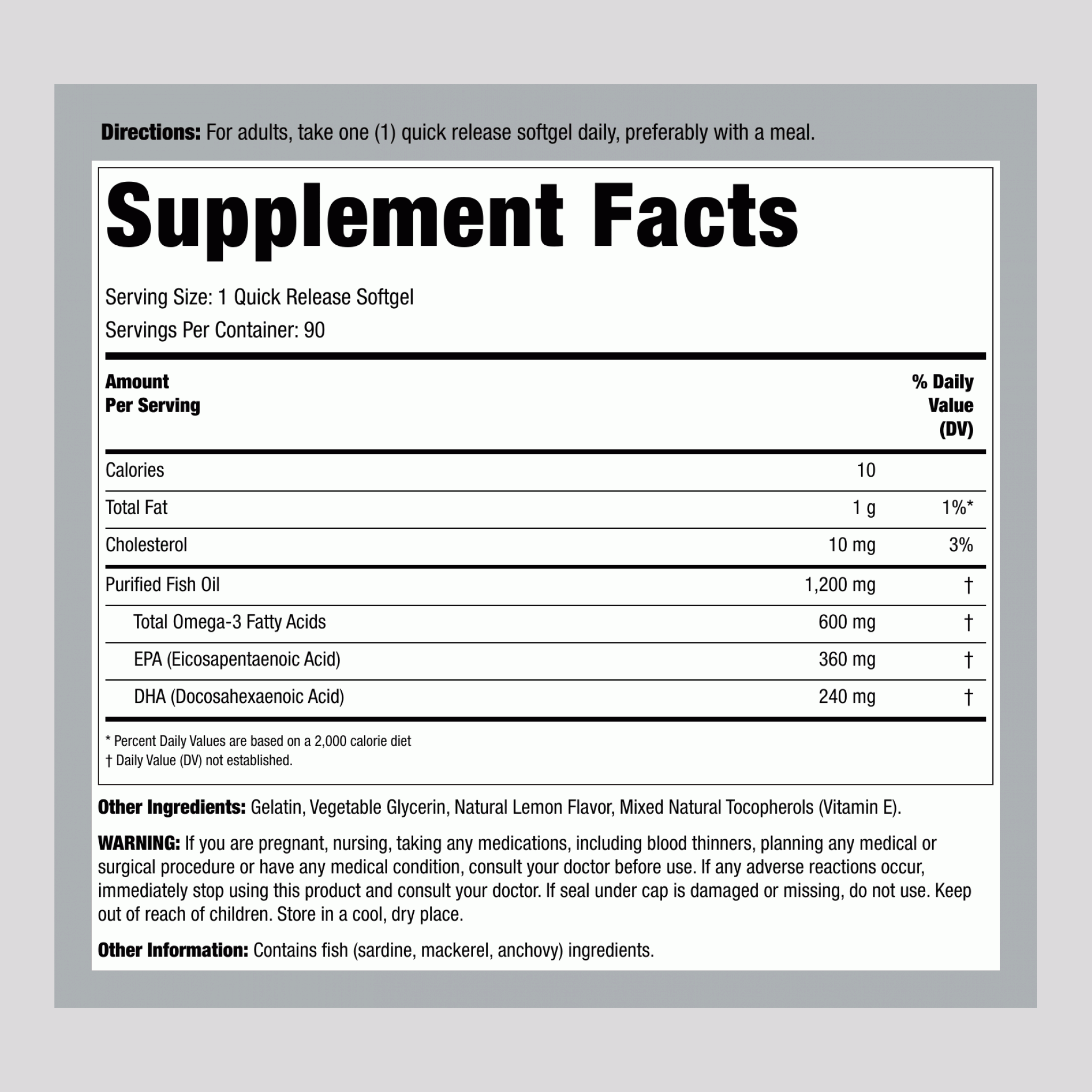 歐米茄3魚油（雙重效力） 1200 mg 90 軟膠     